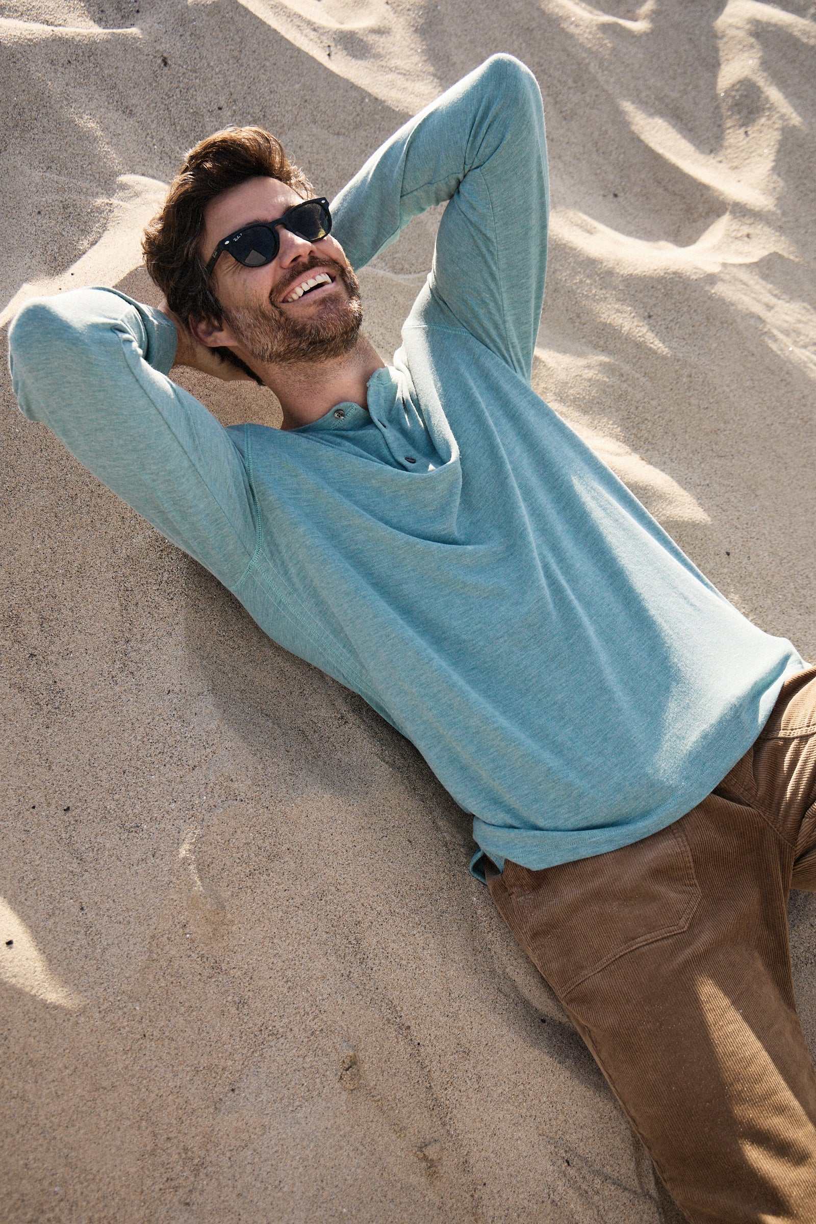 Sean Ultra Soft Classic Henley - Aqua Heather - WonderingCloth