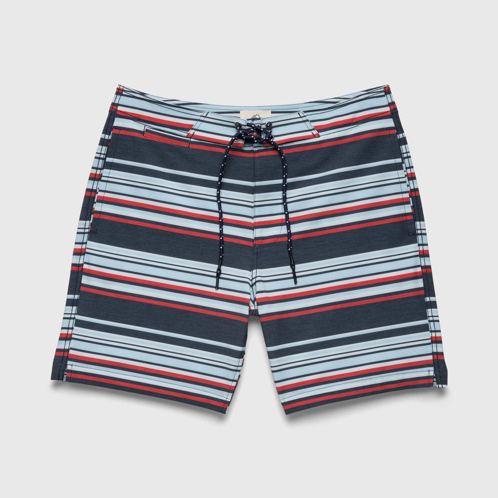 Duke 7.25” Stripe Boardshort - Navy Combo - WonderingCloth