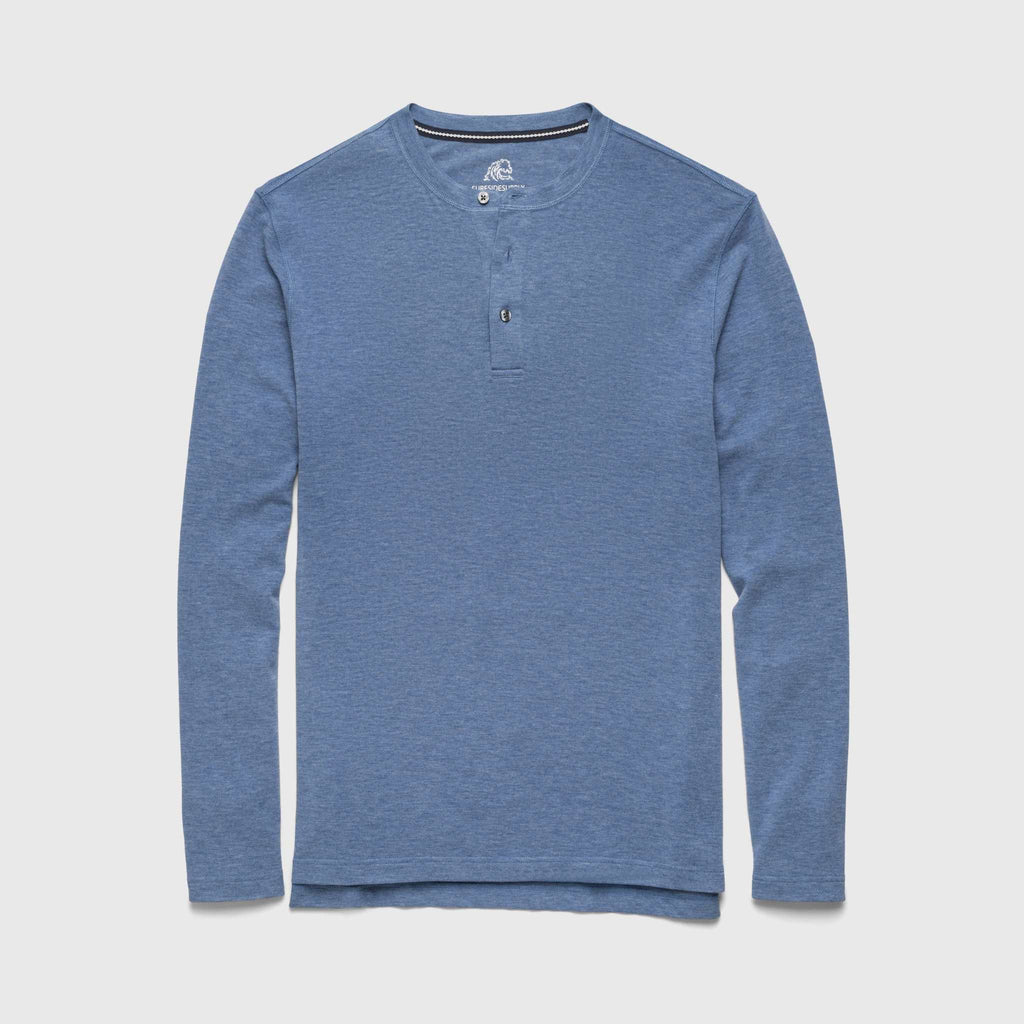 Sean Ultra Soft Classic Henley - Blue Heather - WonderingCloth