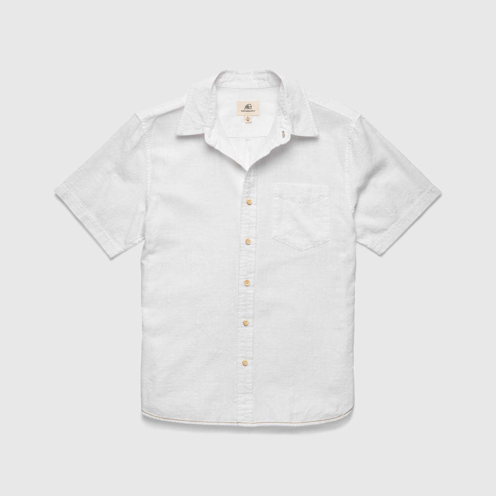 Joey Slub Island Shirt - Brilliant White - WonderingCloth