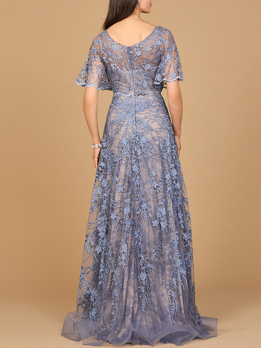 Elegant Cape Sleeve A-line Gown - WonderingCloth