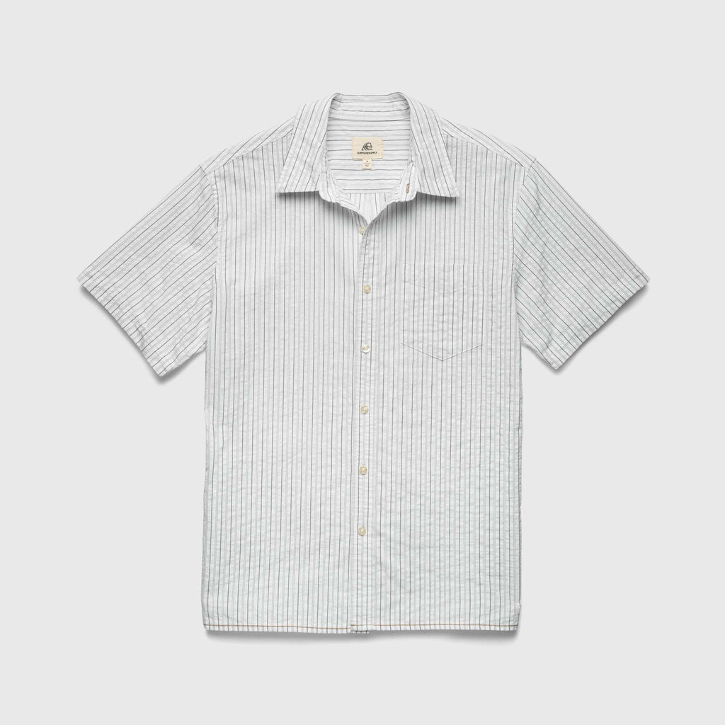 Joseph Crinkle Stripe Shirt - White Navy - WonderingCloth