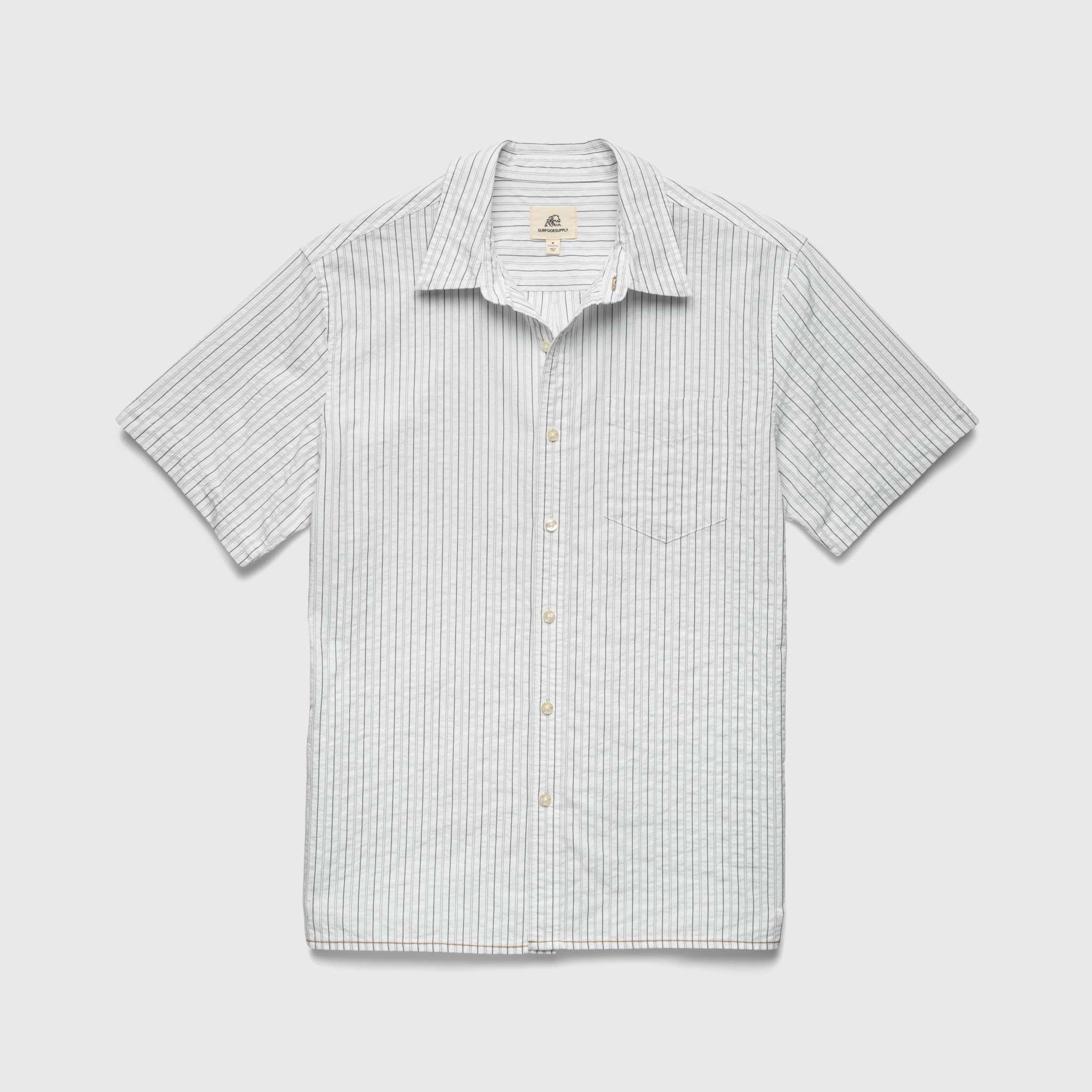 Joseph Crinkle Stripe Shirt - White Navy - WonderingCloth