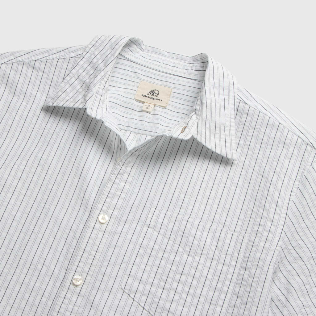 Joseph Crinkle Stripe Shirt - White Navy - WonderingCloth