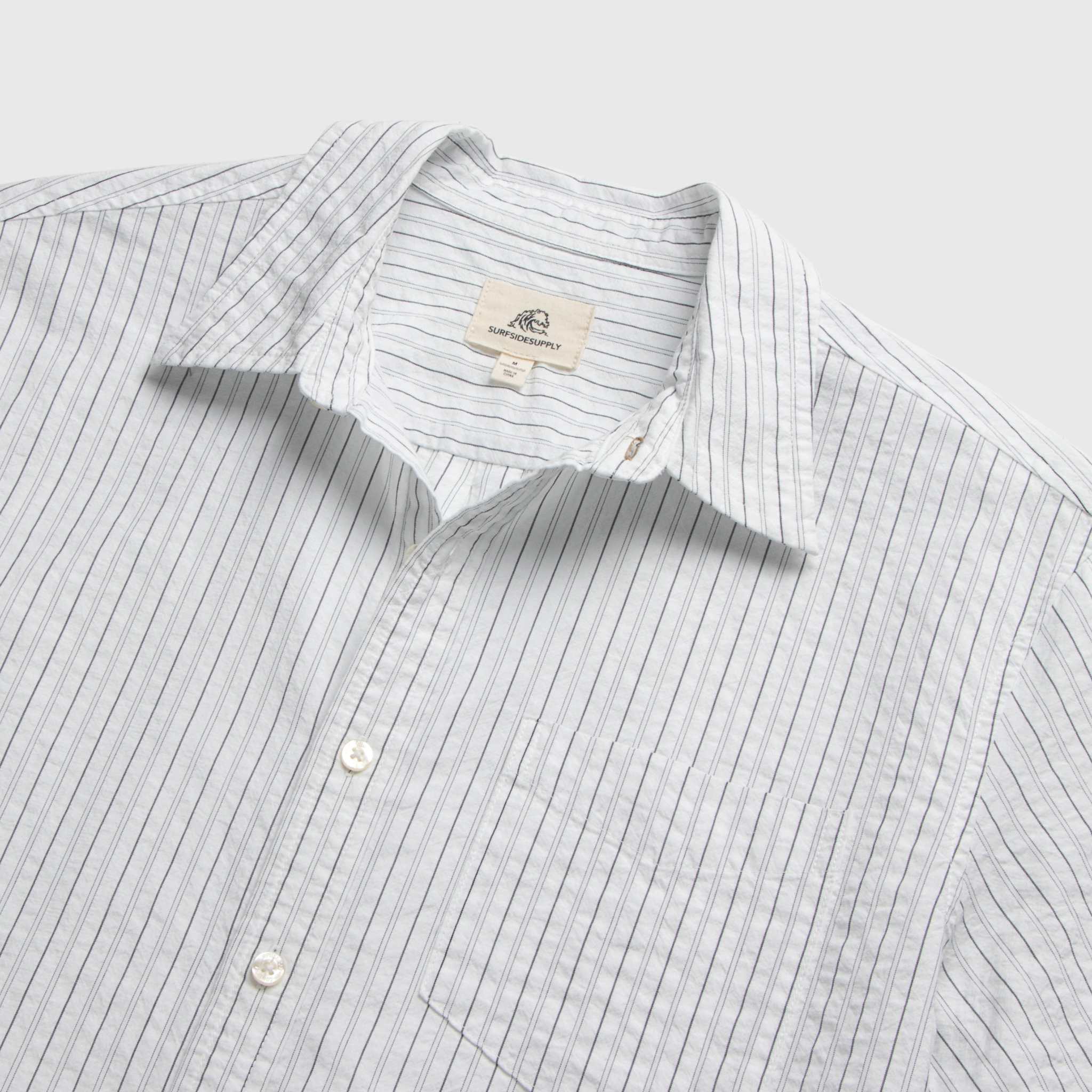 Joseph Crinkle Stripe Shirt - White Navy - WonderingCloth