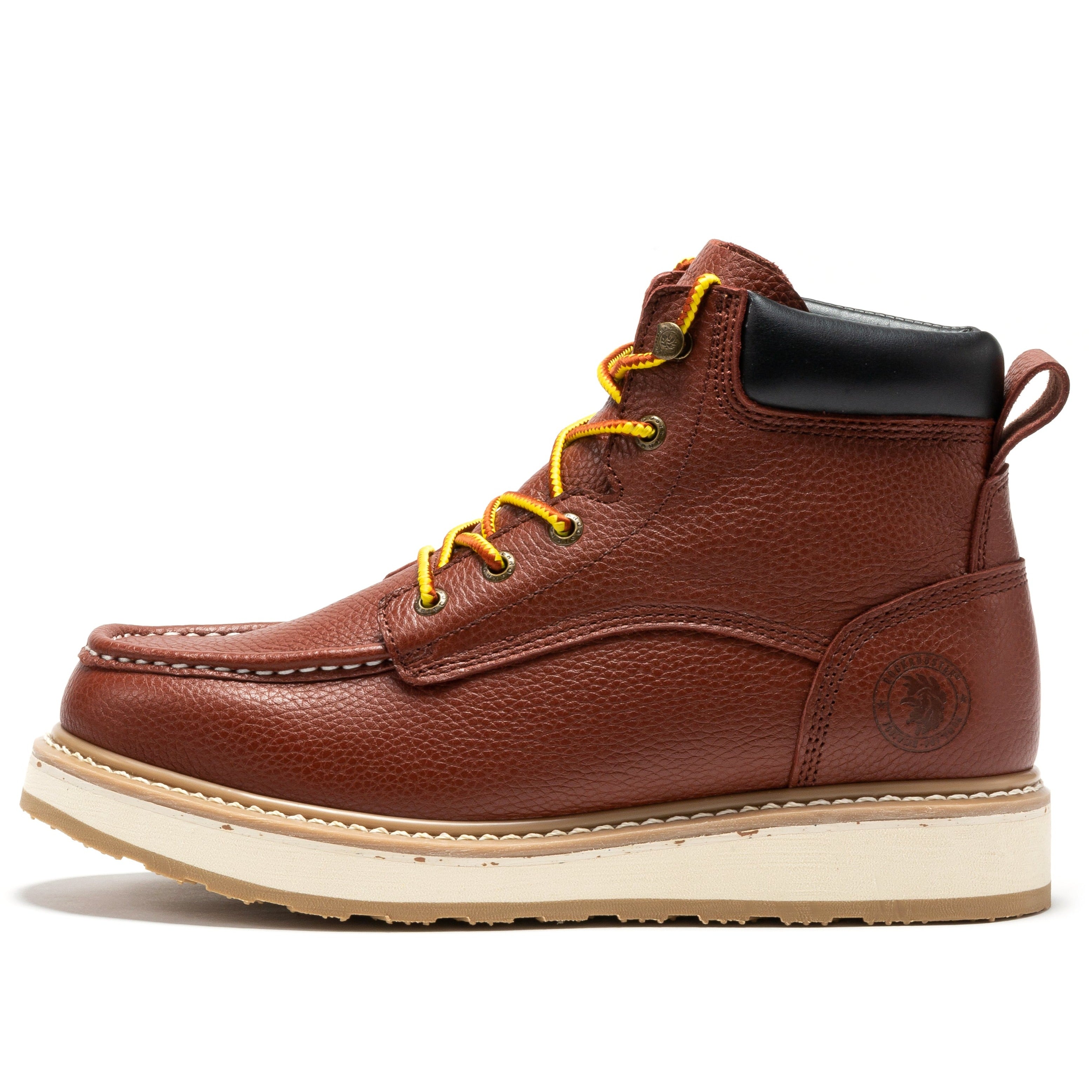ROCKROOSTER Walker Men's 6 Inch Brown Soft Toe Wedge Work Boots SAP360 - WonderingCloth