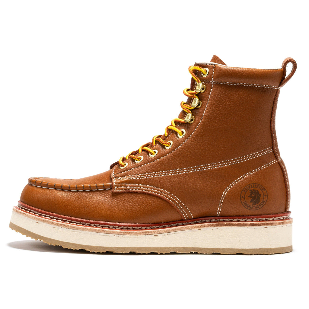 ROCKROOSTER Norwood Men's 6 inch Brown Soft Toe Wedge Work Boots SAP611 - WonderingCloth