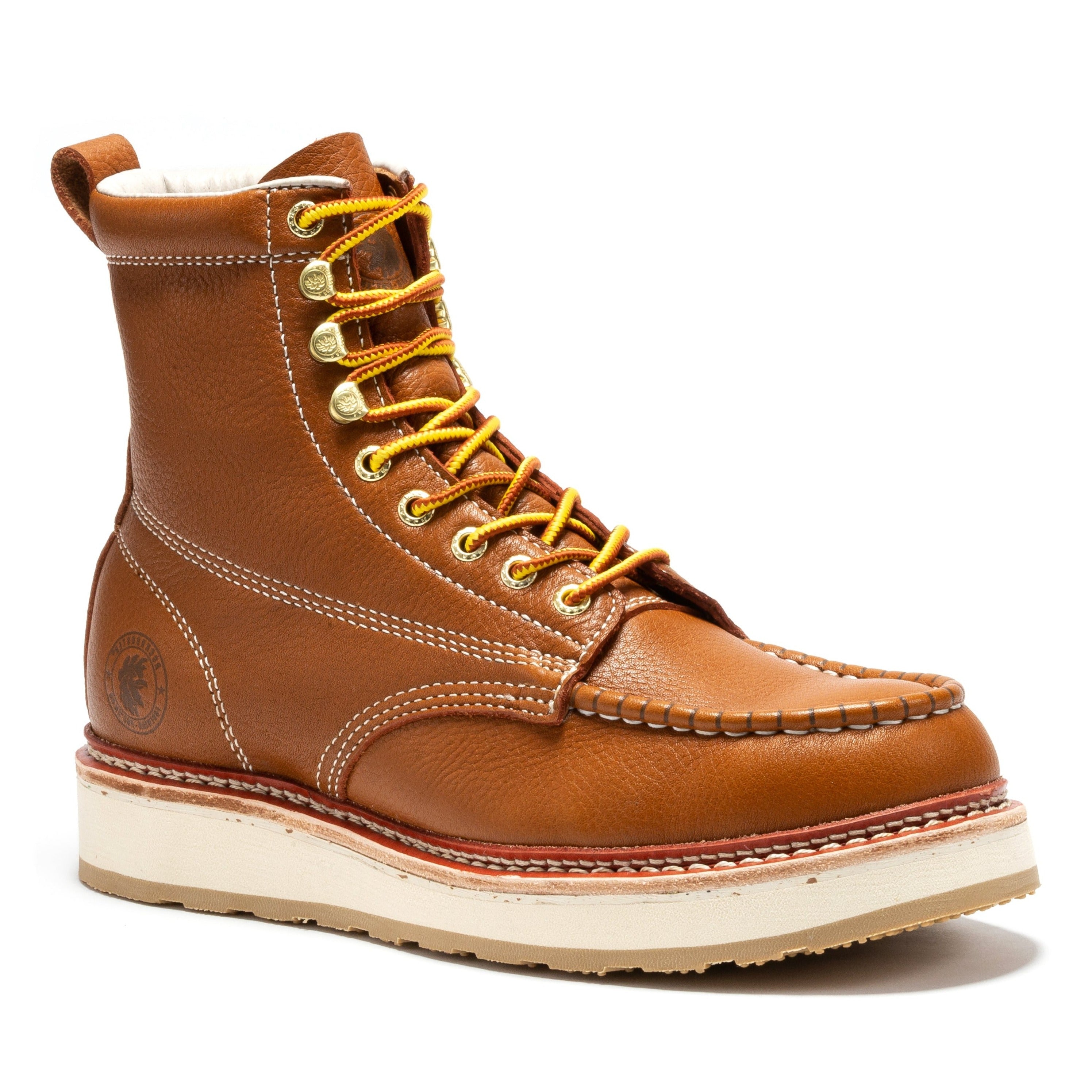 ROCKROOSTER Norwood Men's 6 inch Brown Soft Toe Wedge Work Boots SAP611 - WonderingCloth