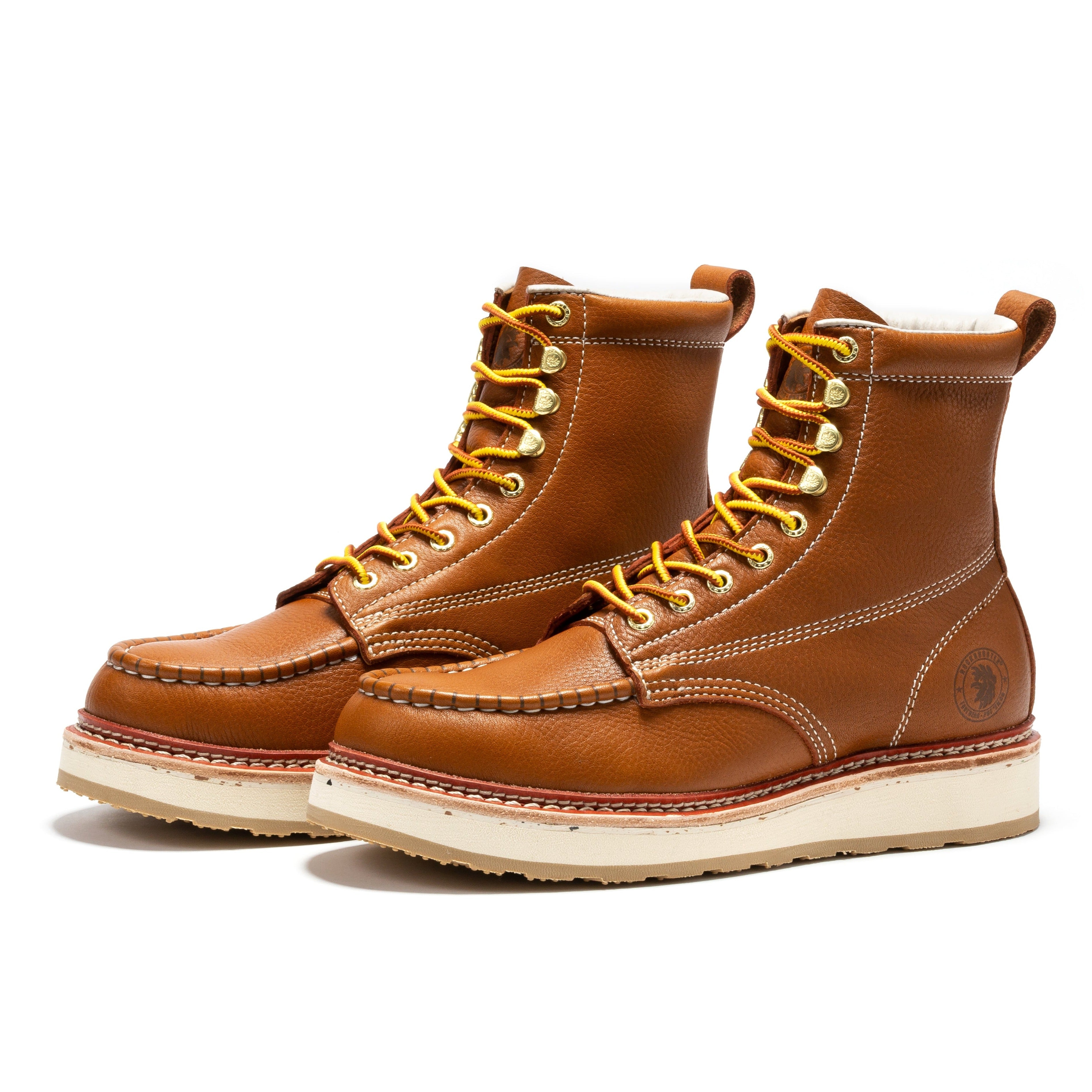 ROCKROOSTER Norwood Men's 6 inch Brown Soft Toe Wedge Work Boots SAP611 - WonderingCloth