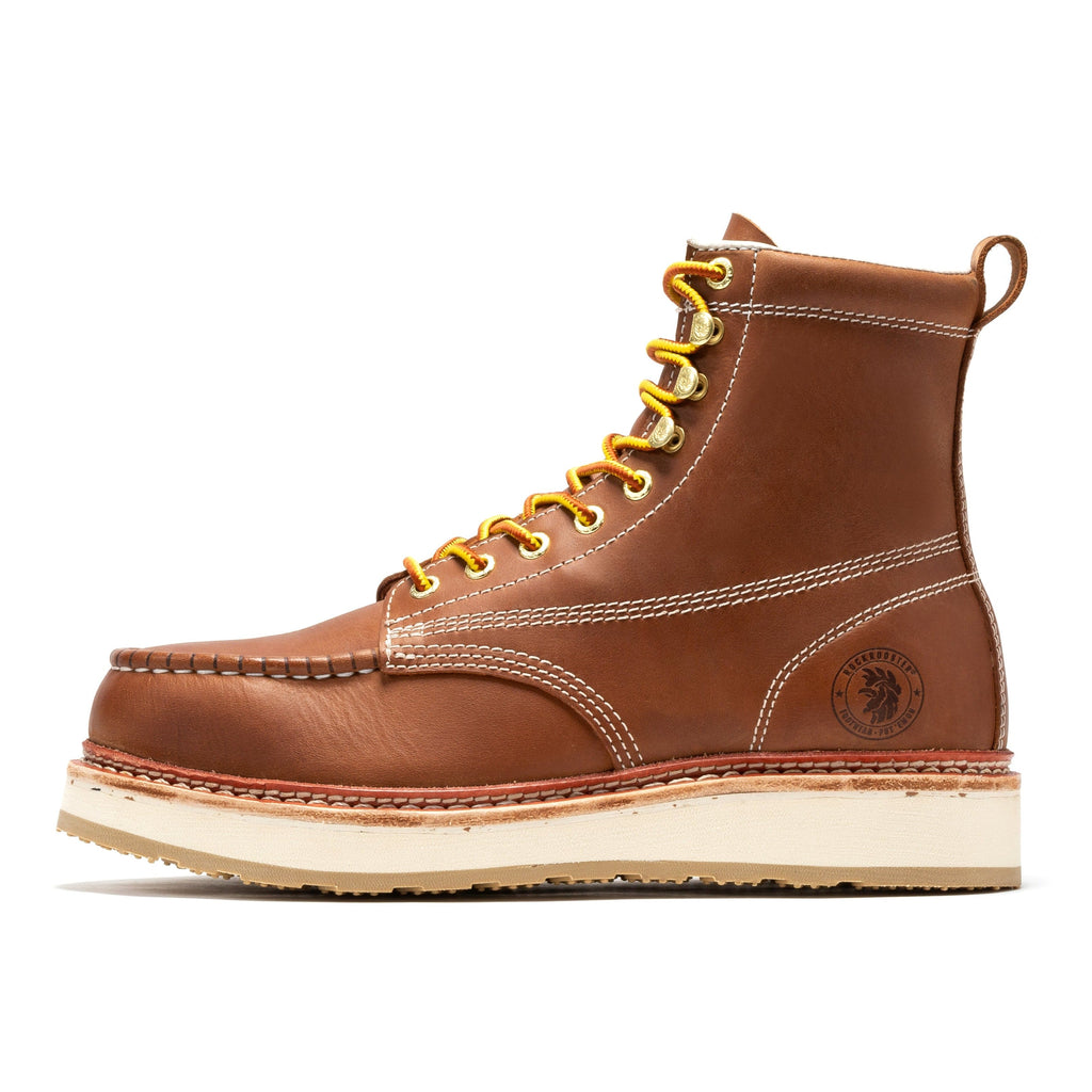 ROCKROOSTER Norwood Men's 6 inch Brown Steel Toe Wedge Work Boots SAP621 - WonderingCloth