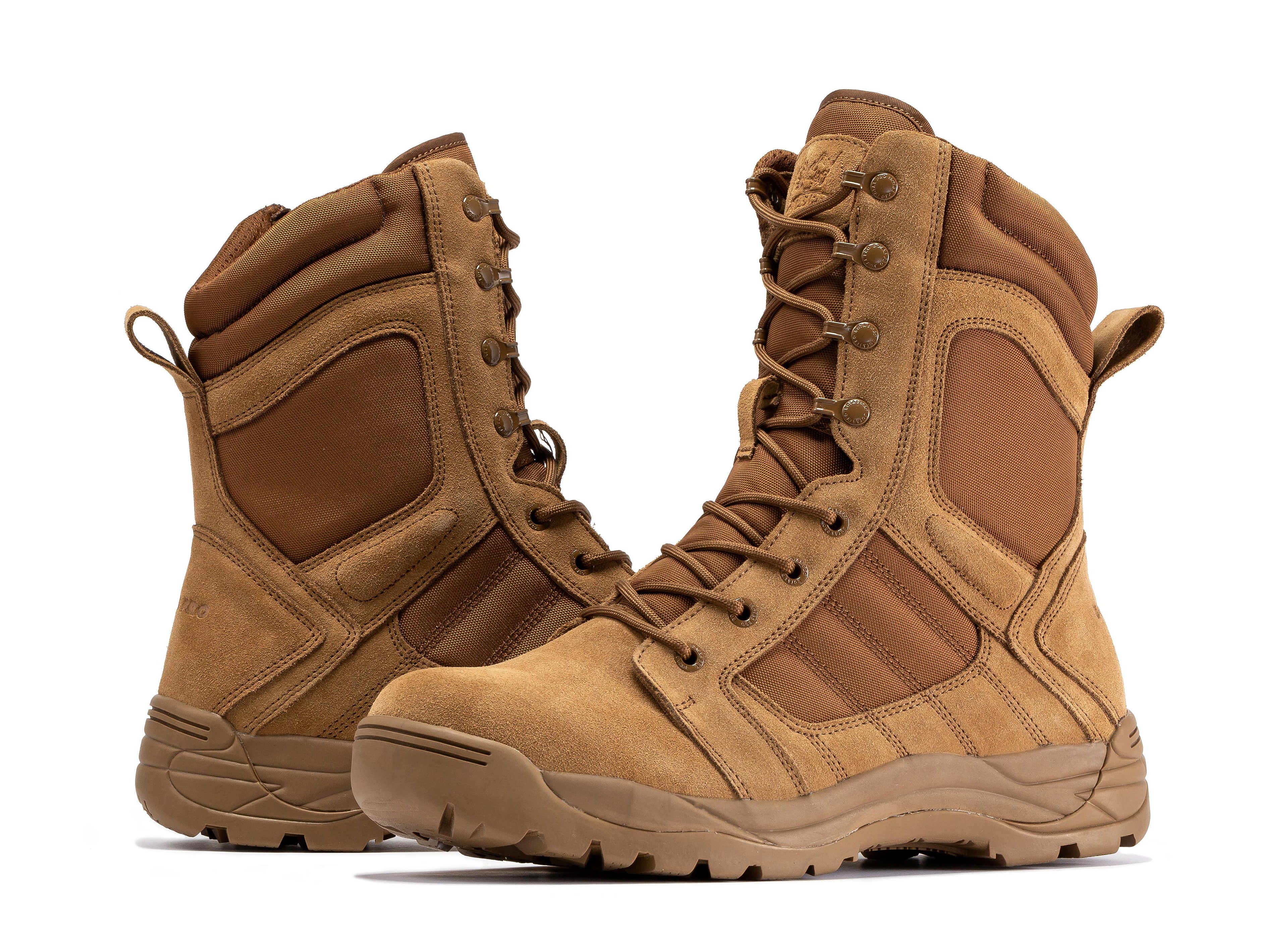 Botas Pro Coyote Men's 8 inch Side Zipper Rubber Sole Tactical Boots BMP110CT - WonderingCloth