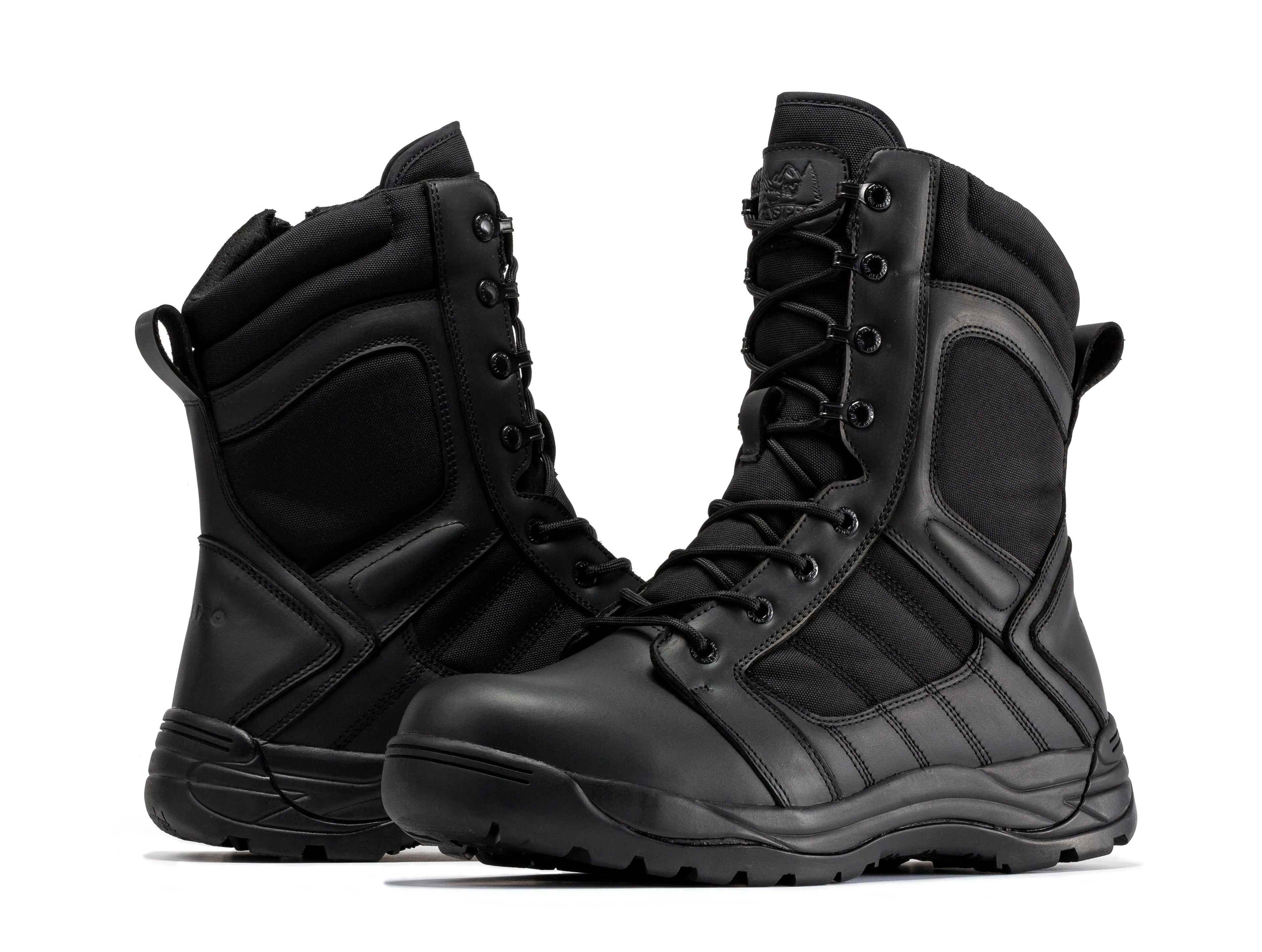 Botas Pro Black Men's 8 inch Side Zipper Rubber Sole Tactical Boots BMP110BK - WonderingCloth
