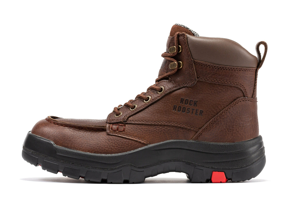 ROCKROOSTER Zumbro 6 inch Wide, Soft Toe, Rubber Outsole, EH Protection, ASTM 2892, Work Boots AK371 - WonderingCloth