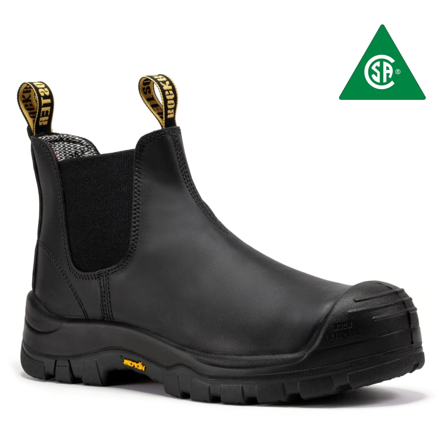 ROCKROOSTER Beaufort Men's Black 6 inch Composite Toe Pull-on Leather Work Boots VAK630 - WonderingCloth