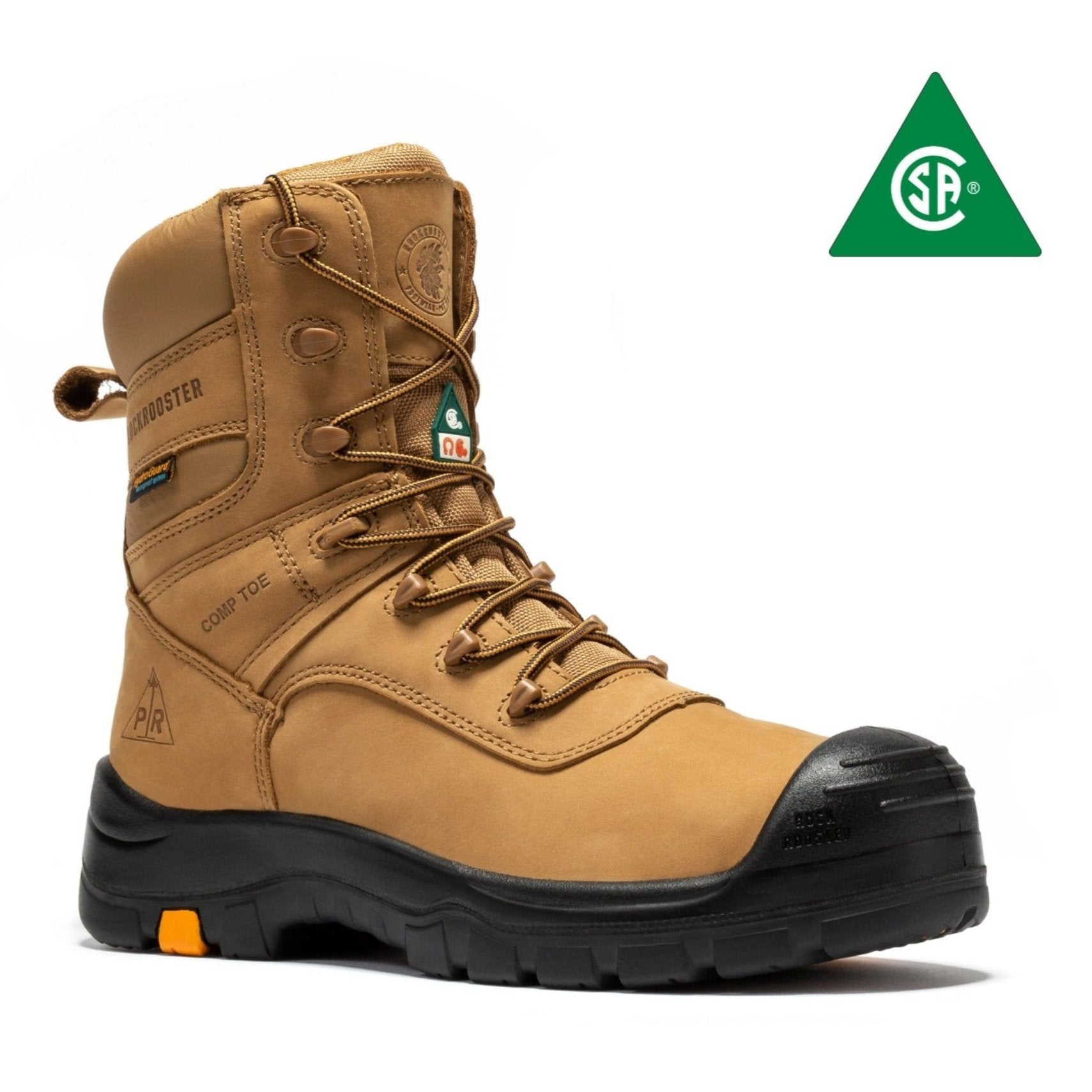 rockrooster Beaufort Men's Brown 8 inch Waterproof Composite Toe Work Boots AK831 - WonderingCloth