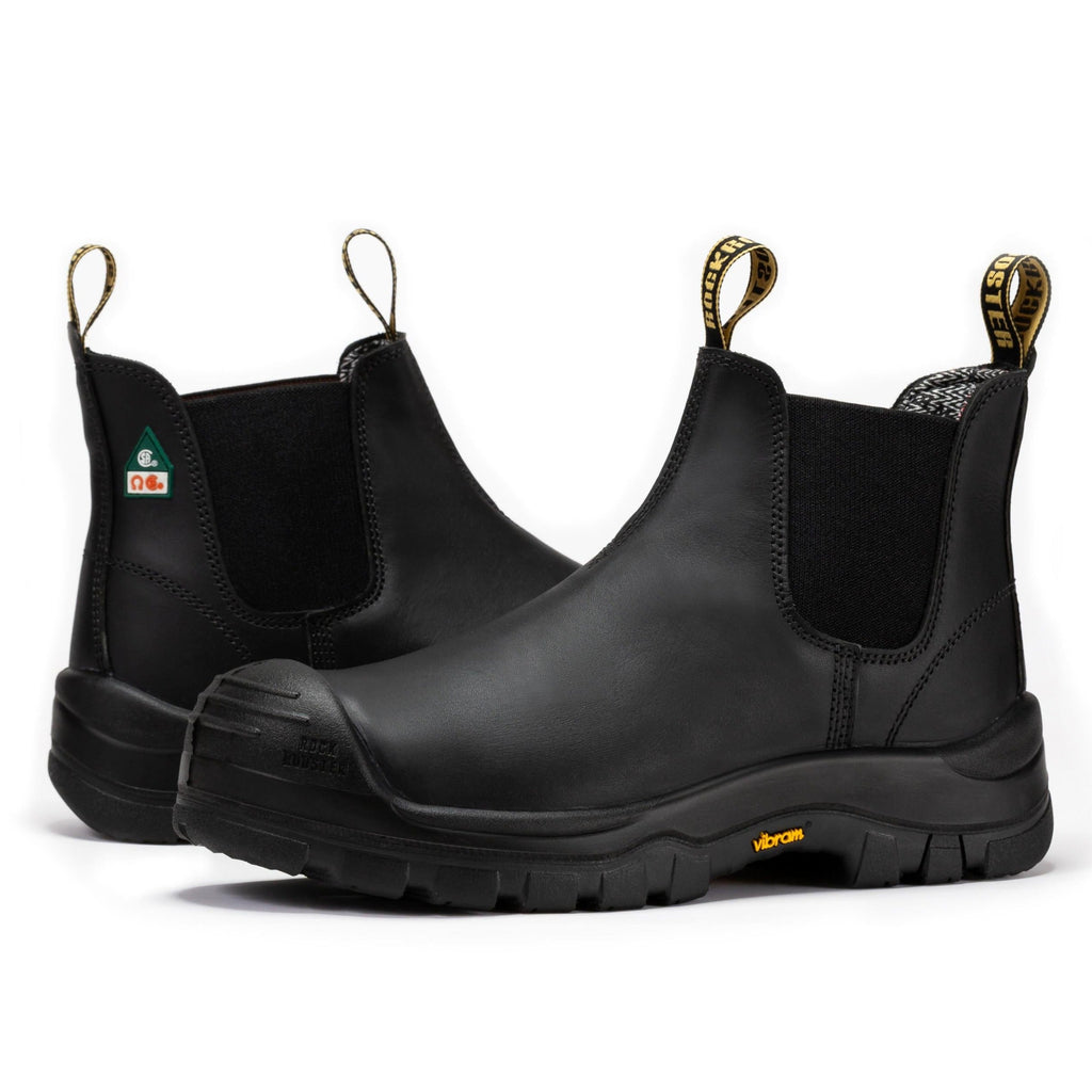 ROCKROOSTER Beaufort Men's Black 6 inch Composite Toe Pull-on Leather Work Boots VAK630 - WonderingCloth