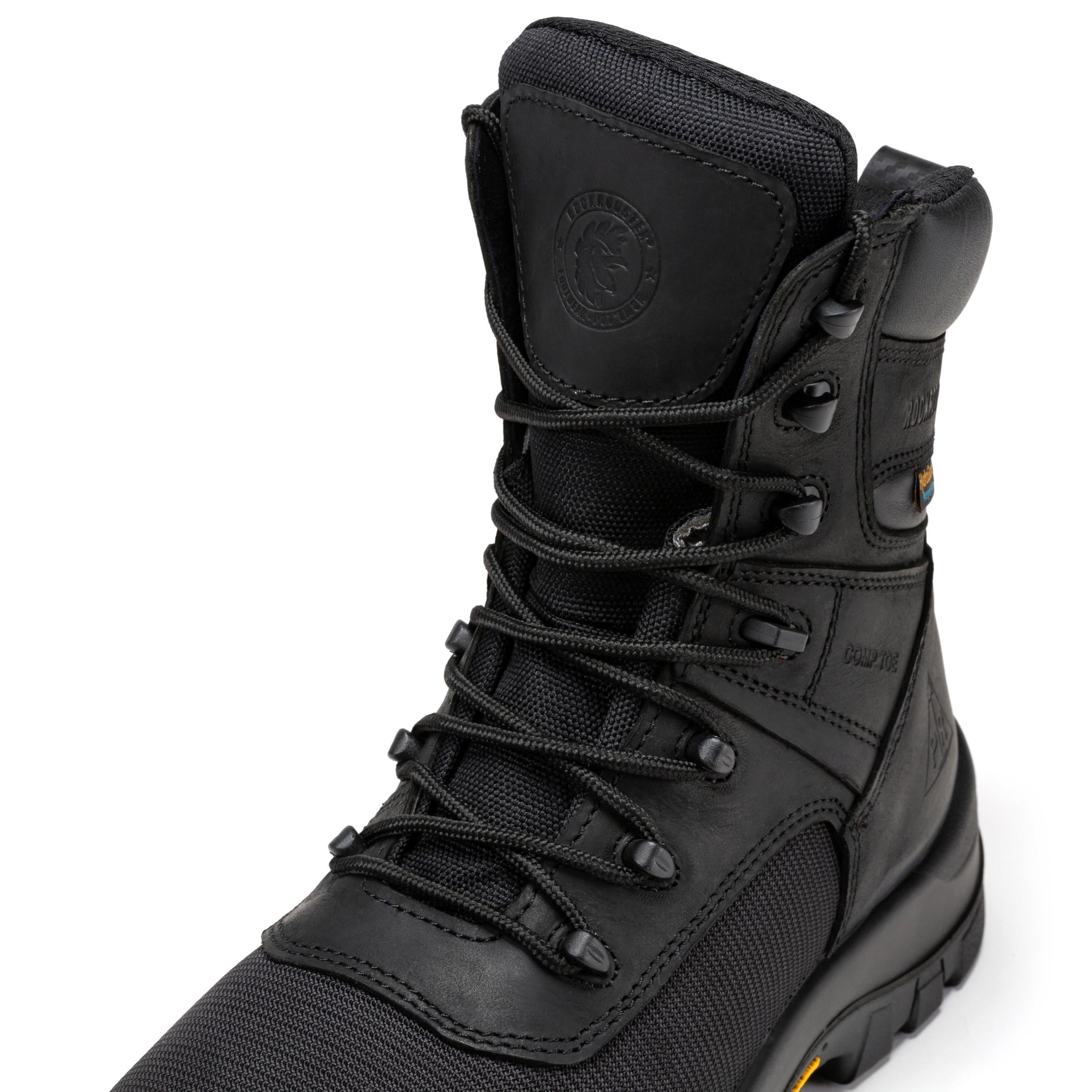 ROCKROOSTER Beaufort Men's Black 8 inch Waterproof Composite Toe Work Boots VAK830 - WonderingCloth