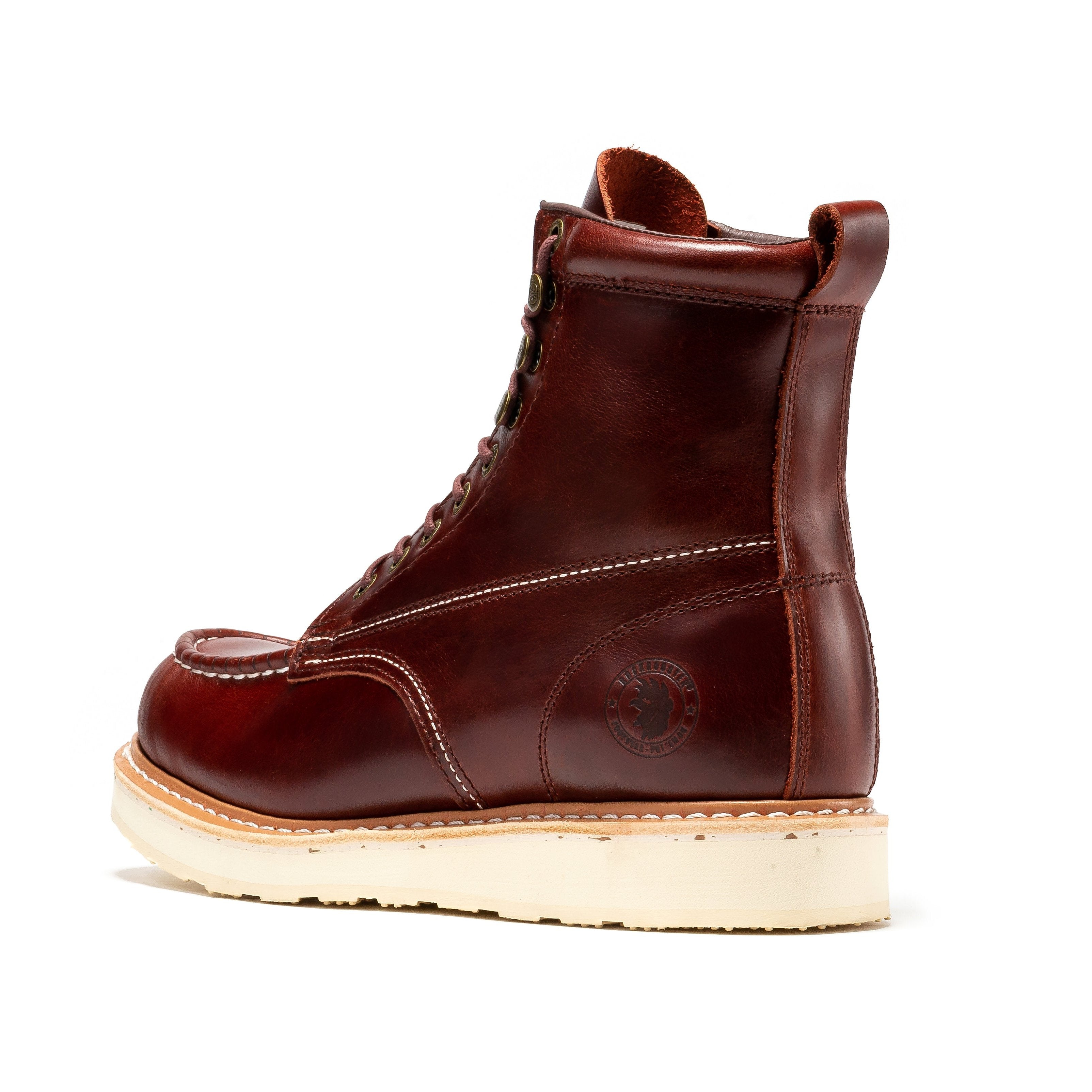 ROCKROOSTER Norwood Cherry Brown Men's 6 inch Soft Toe Wedge Work Boots SAP600 - WonderingCloth