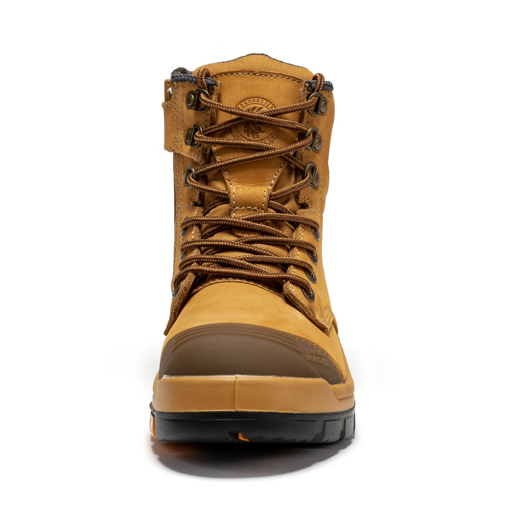 ROCKROOSTER Madison Tan 6 inch Zip-sided Steel Toe Leather Work Boots AK052 - WonderingCloth