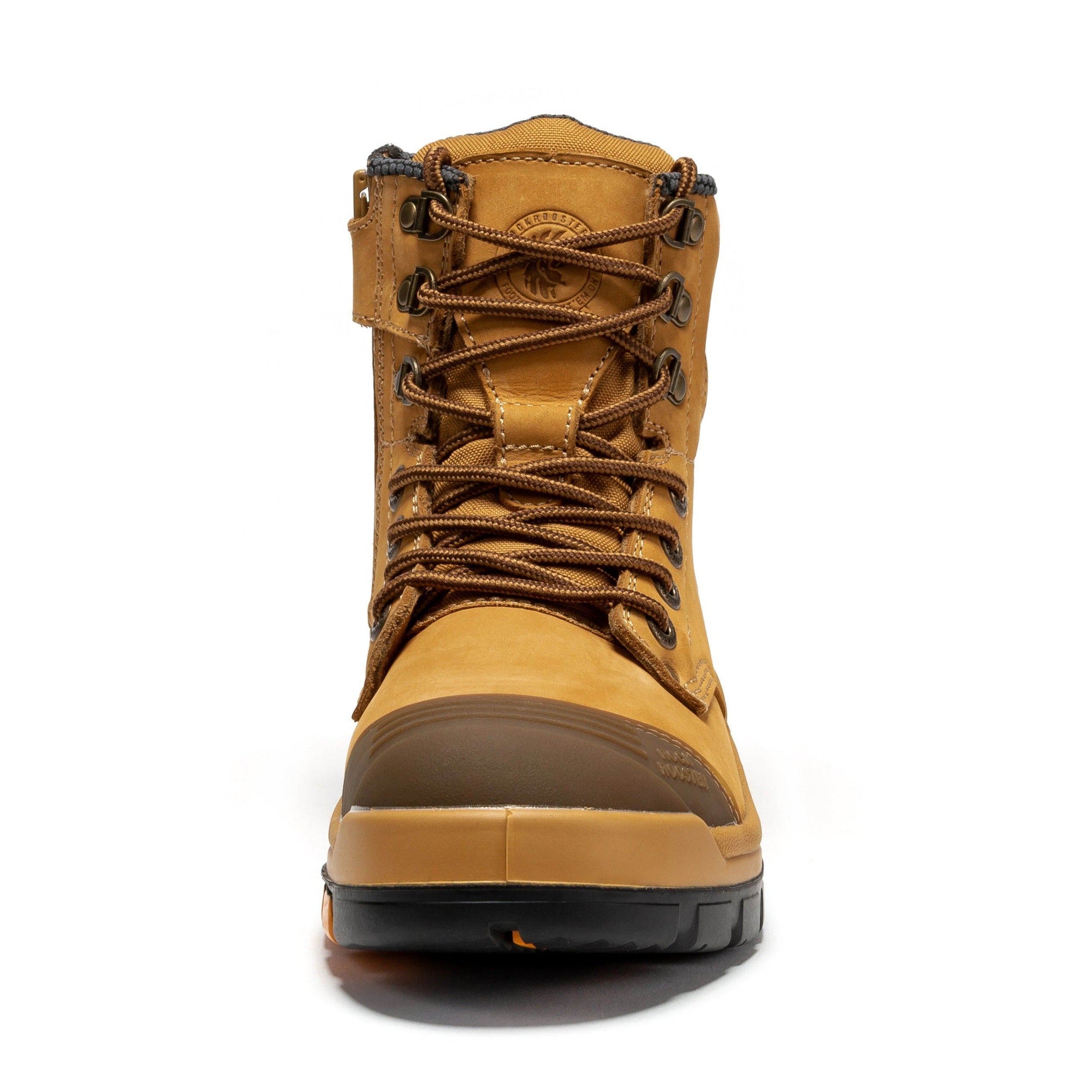 ROCKROOSTER Madison Tan 6 inch Zip-sided Steel Toe Leather Work Boots AK052 - WonderingCloth