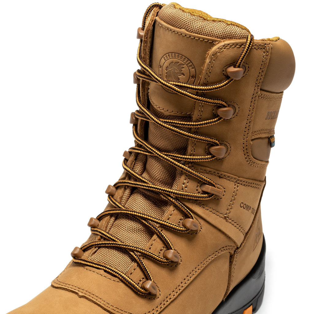 rockrooster Beaufort Men's Brown 8 inch Waterproof Composite Toe Work Boots AK831 - WonderingCloth