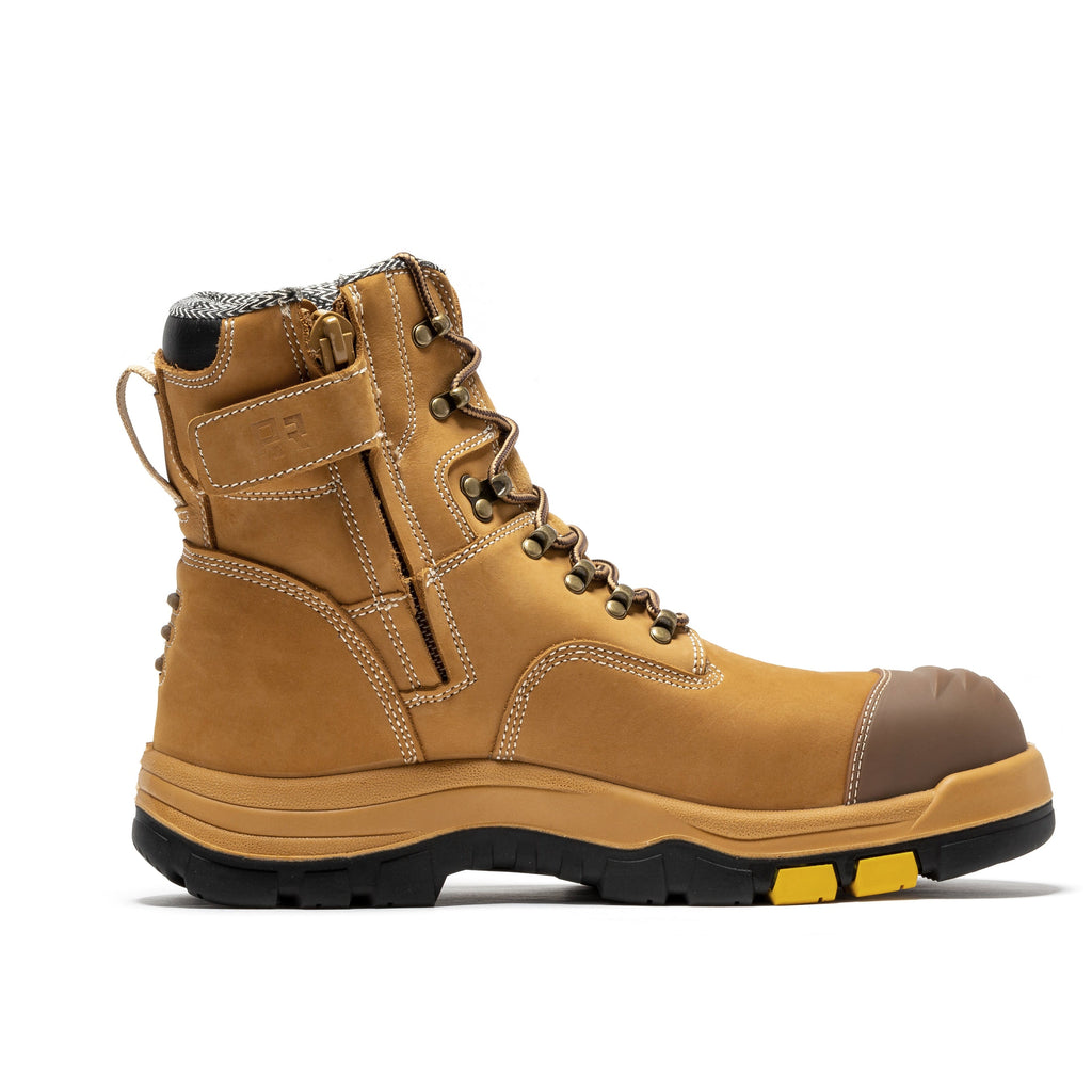 ROCKROOSTER Roslyn Black 7 inch Zip-sided Composite Toe Leather Work Boots CP245Z - WonderingCloth