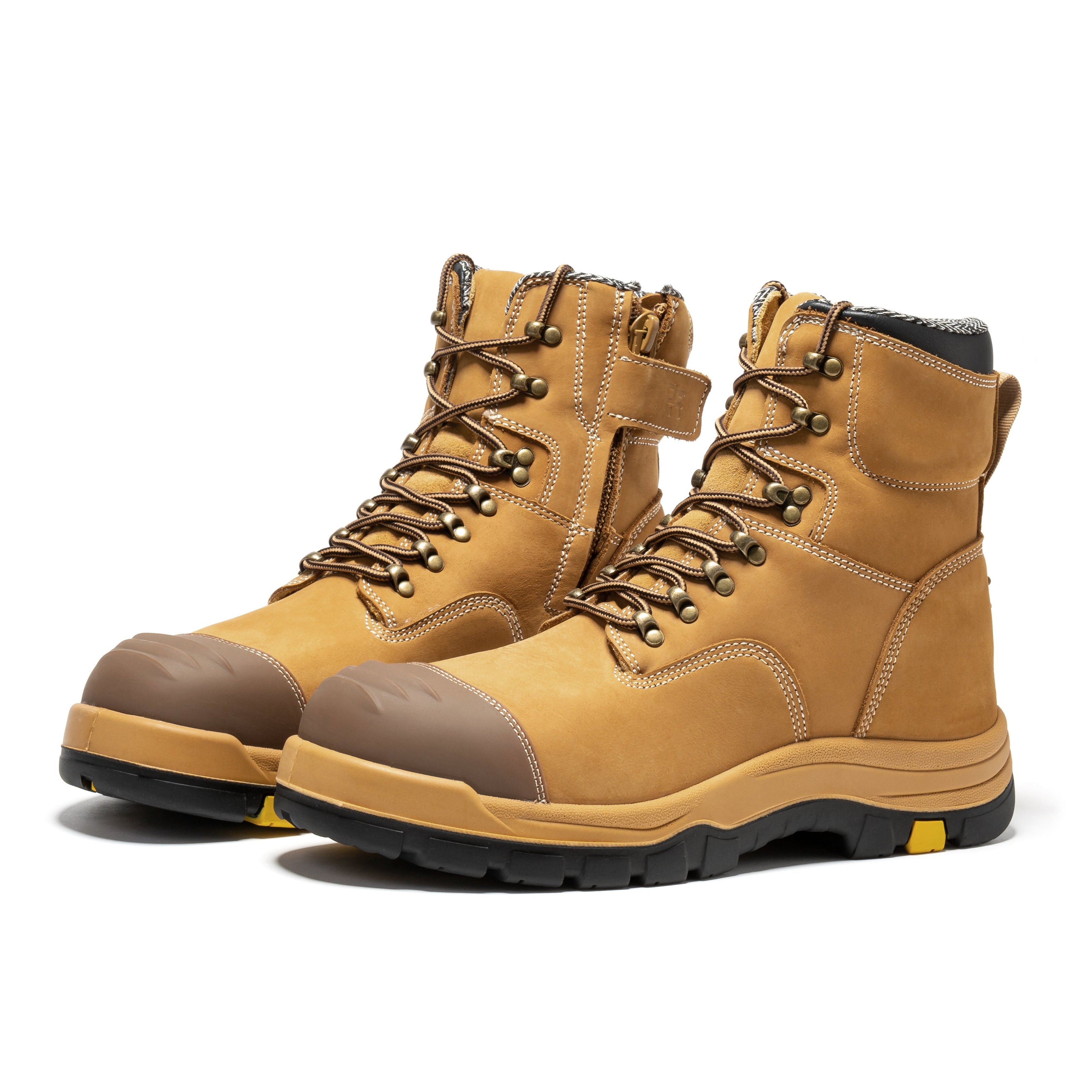 ROCKROOSTER Roslyn Black 7 inch Zip-sided Composite Toe Leather Work Boots CP245Z - WonderingCloth