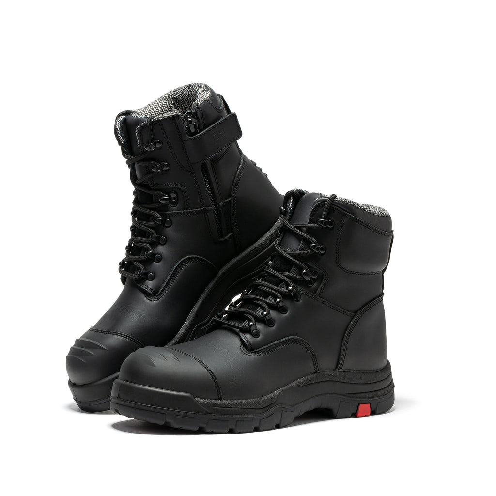 ROCKROOSTER Roslyn Black 7 inch Zip-sided Composite Toe Leather Work Boots CP245Z - WonderingCloth