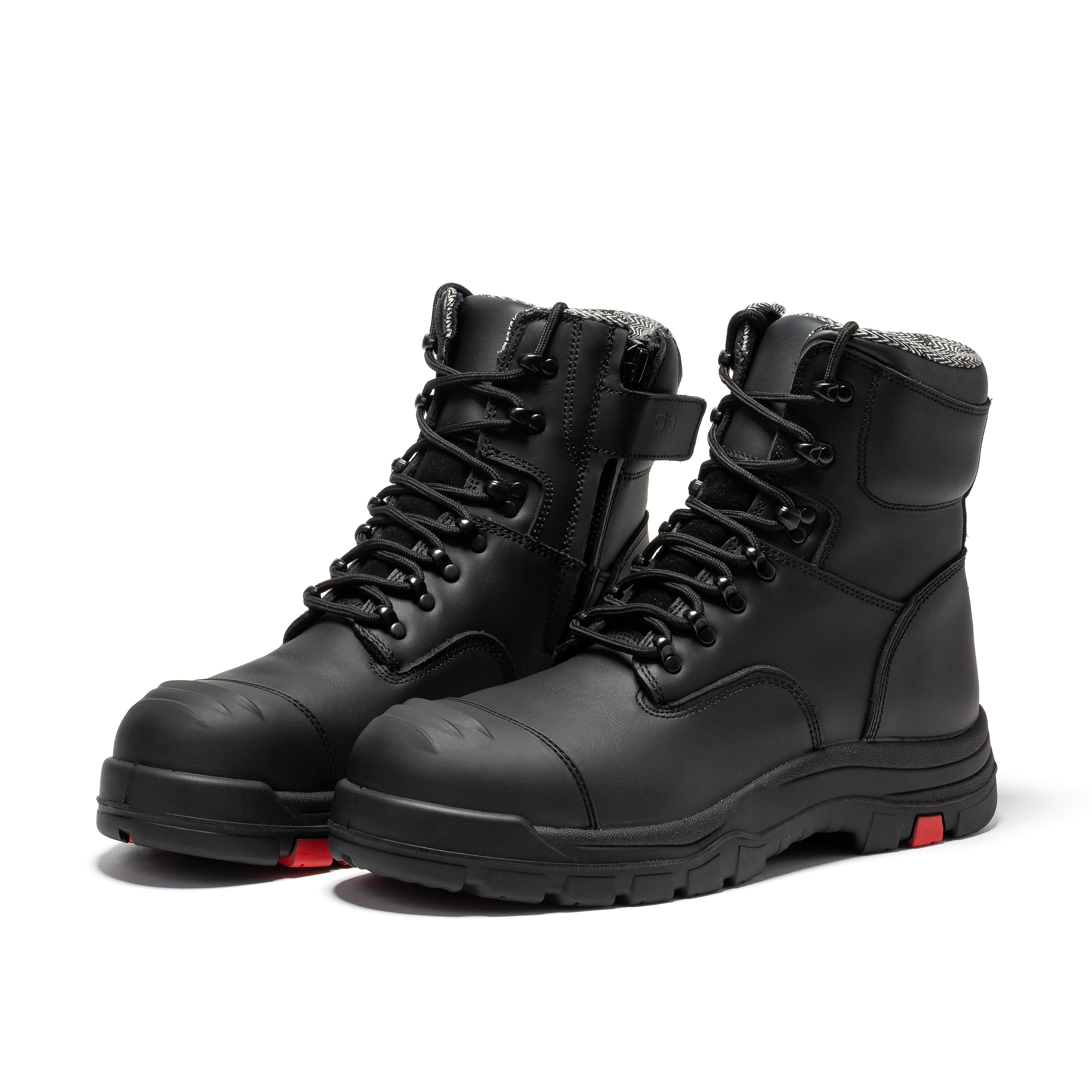 ROCKROOSTER Roslyn Black 7 inch Zip-sided Composite Toe Leather Work Boots CP245Z - WonderingCloth