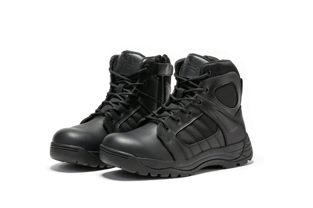 Botas Pro Black Men's 6 inch Side Zipper Rubber Sole Tactical Boots BMP111BK - WonderingCloth