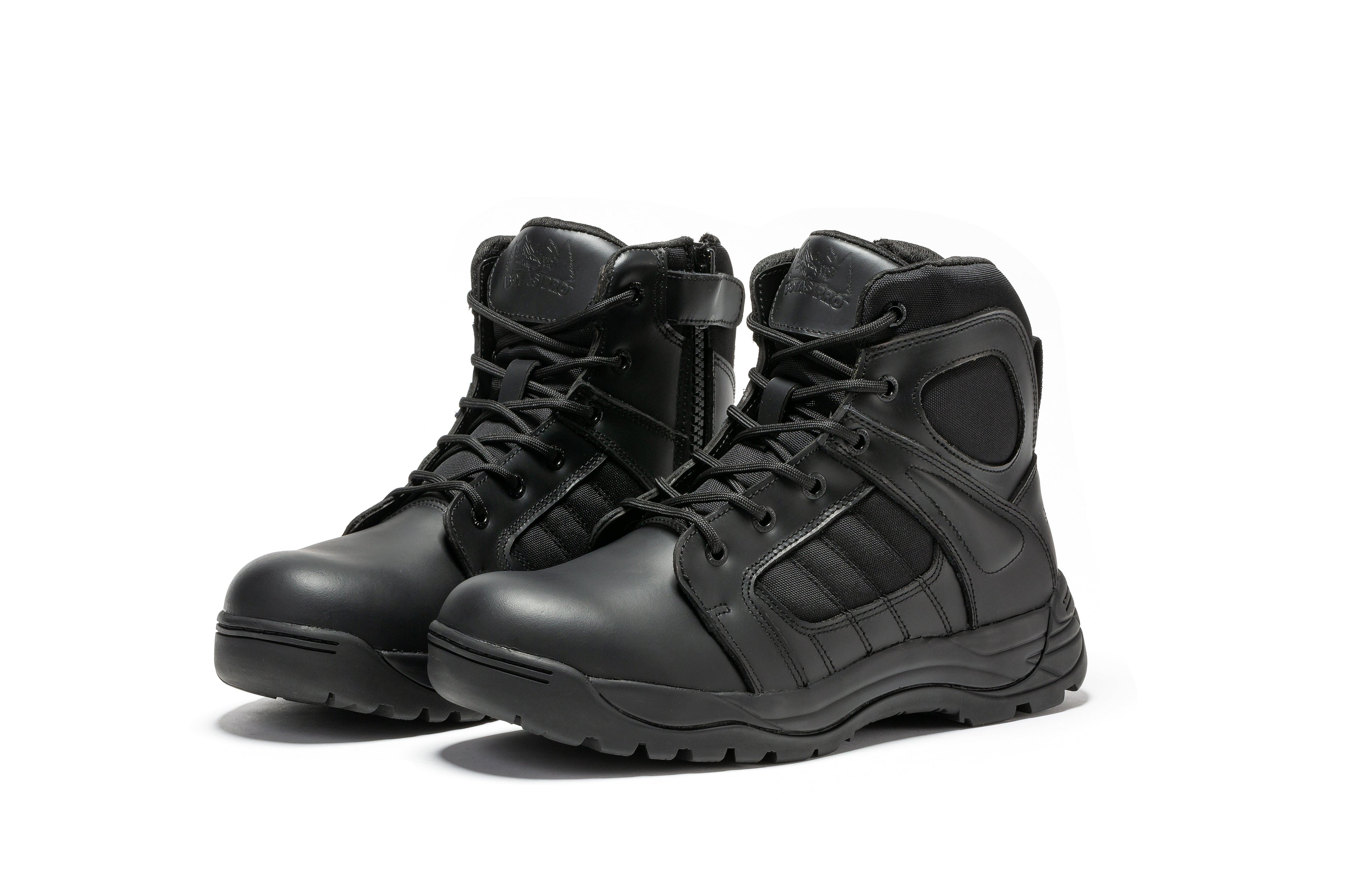 Botas Pro Black Men's 6 inch Side Zipper Rubber Sole Tactical Boots BMP111BK - WonderingCloth