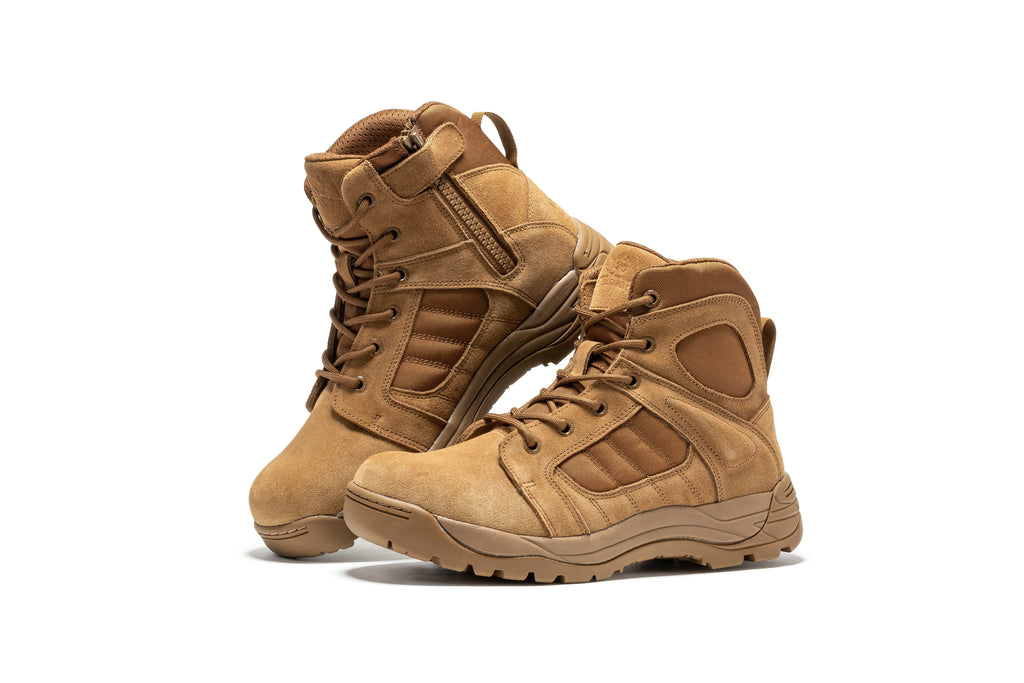 Botas Pro Coyote Men's 6 inch Side Zipper Rubber Sole Tactical Boots BMP111CT - WonderingCloth