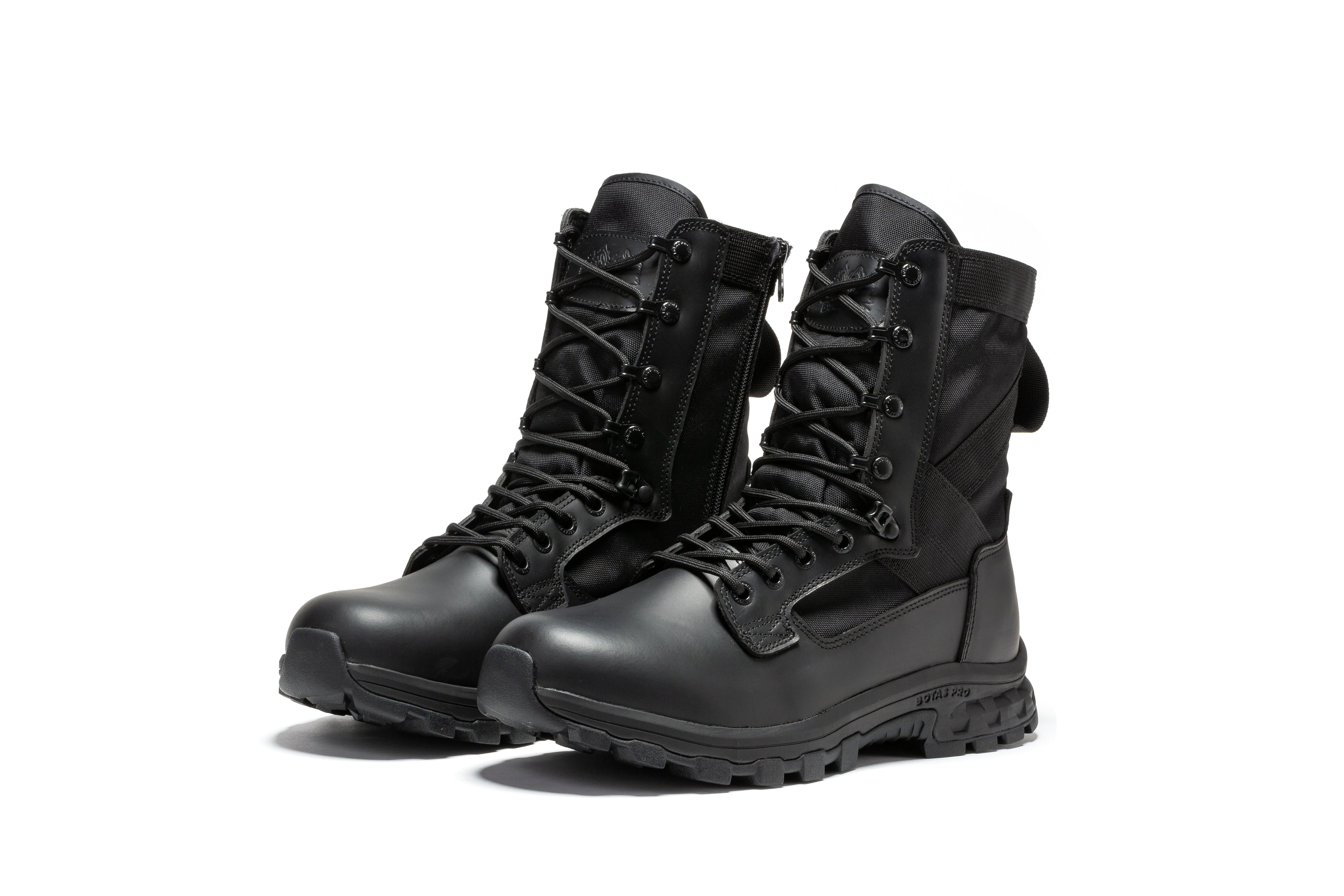 Botas Pro Black Men's 8 inch Side Zipper Military Tactical Boots BP401BK - WonderingCloth