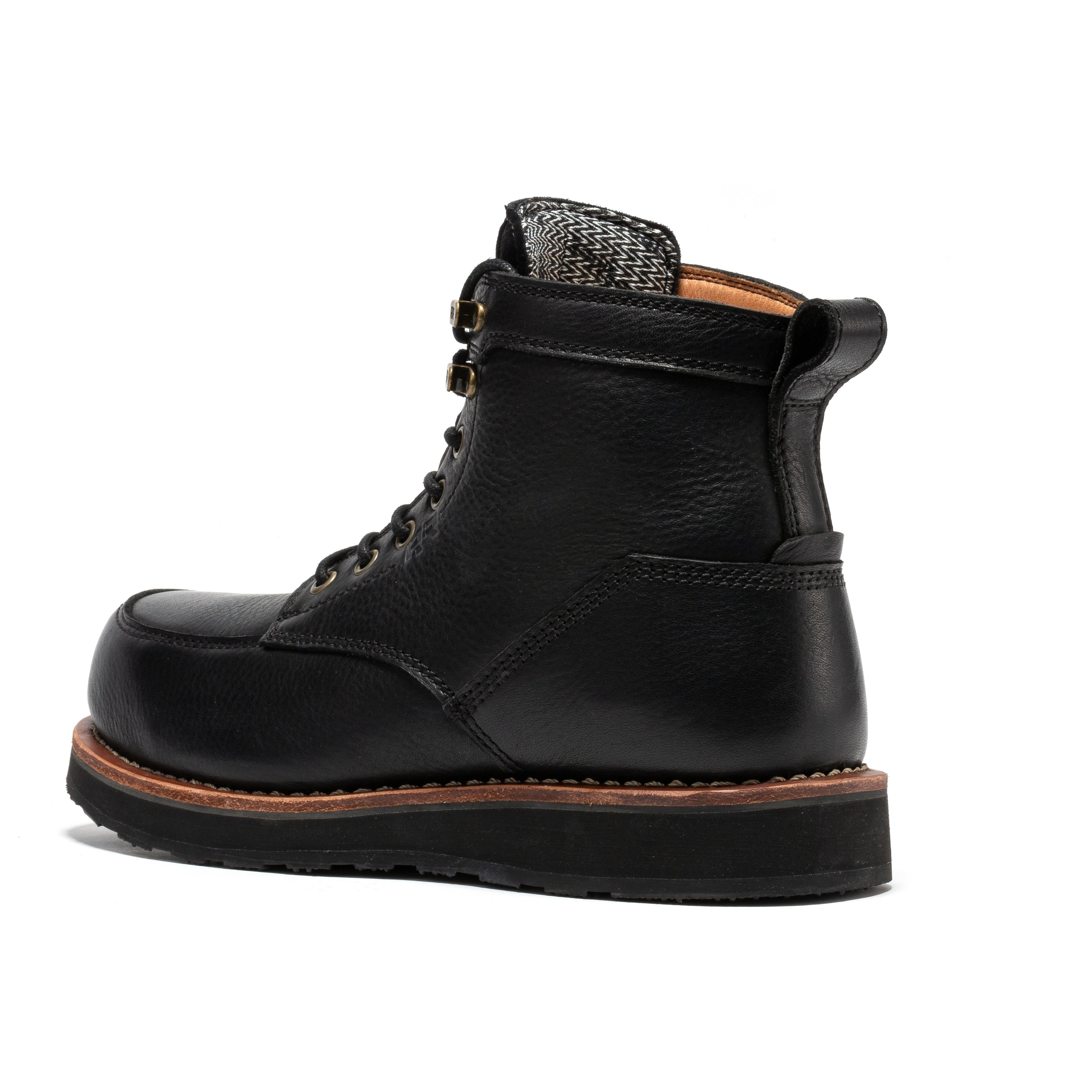 ROCKROOSTER Edgewood Men's 6 Inch Black Steel Toe Wedge Work Boots SAP610BK - WonderingCloth