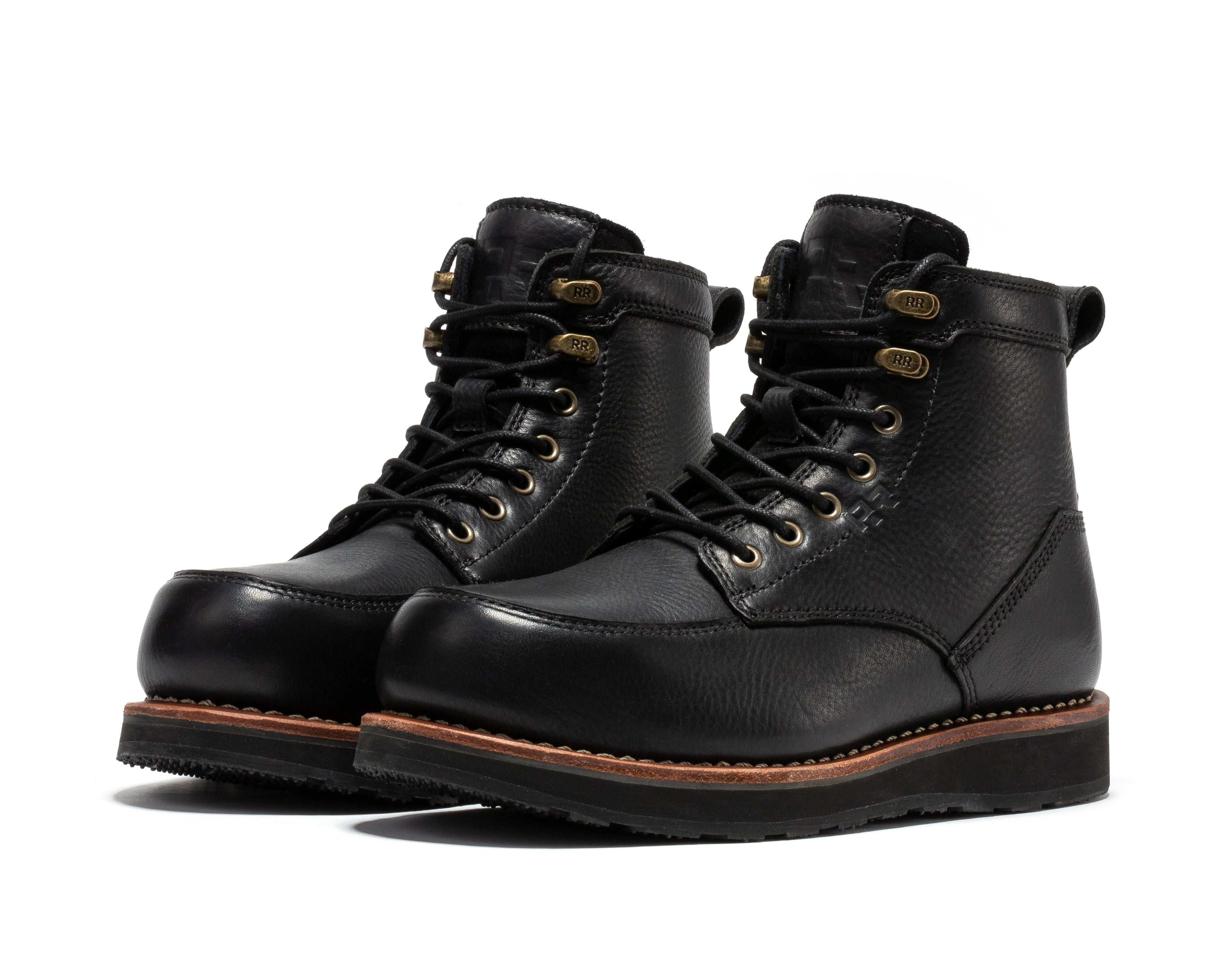 ROCKROOSTER Edgewood Men's 6 Inch Black Steel Toe Wedge Work Boots SAP610BK - WonderingCloth