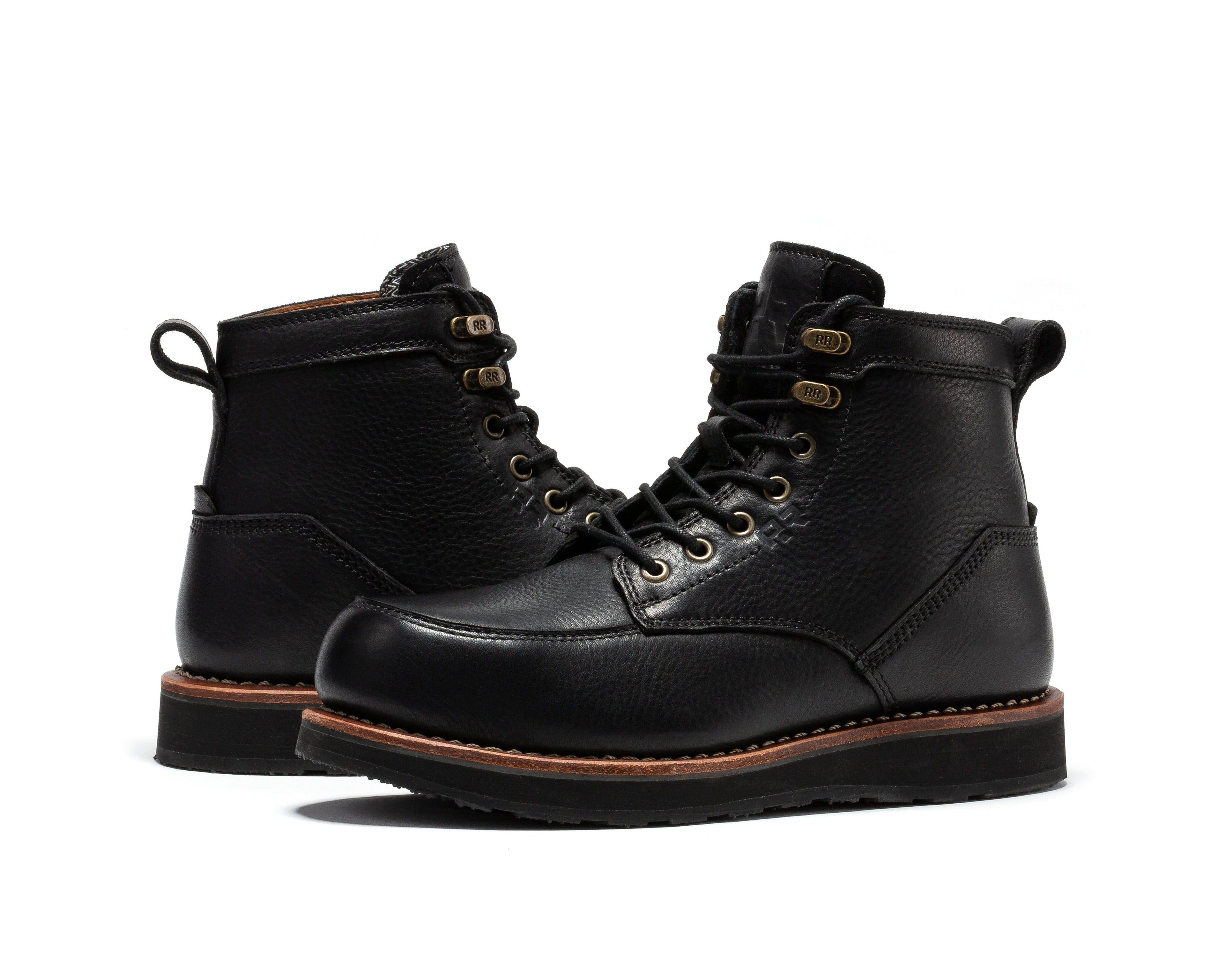ROCKROOSTER Edgewood Men's 6 Inch Black Steel Toe Wedge Work Boots SAP610BK - WonderingCloth