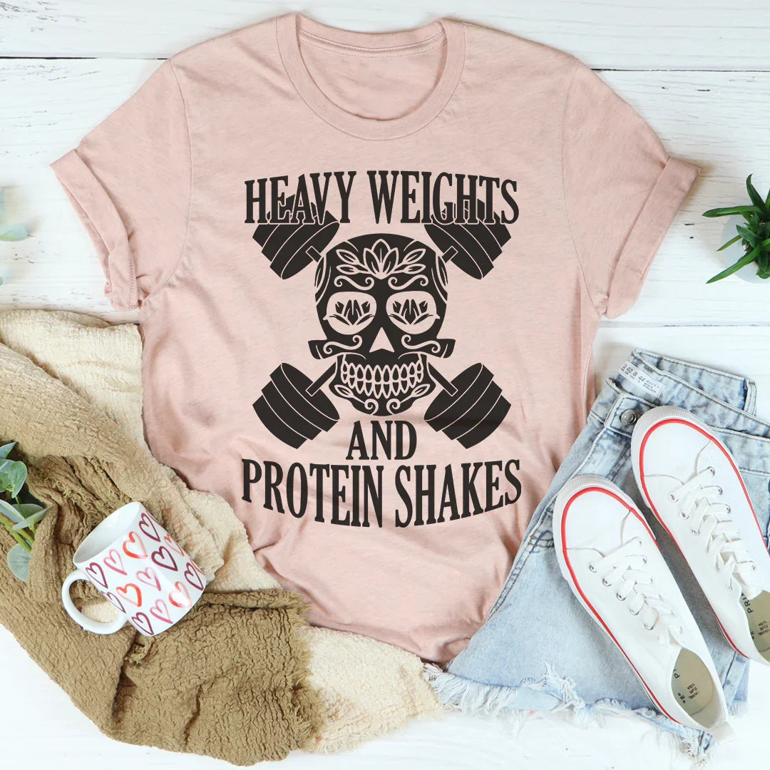 Heavy Weights And Protein Shakes Tee - WonderingCloth
