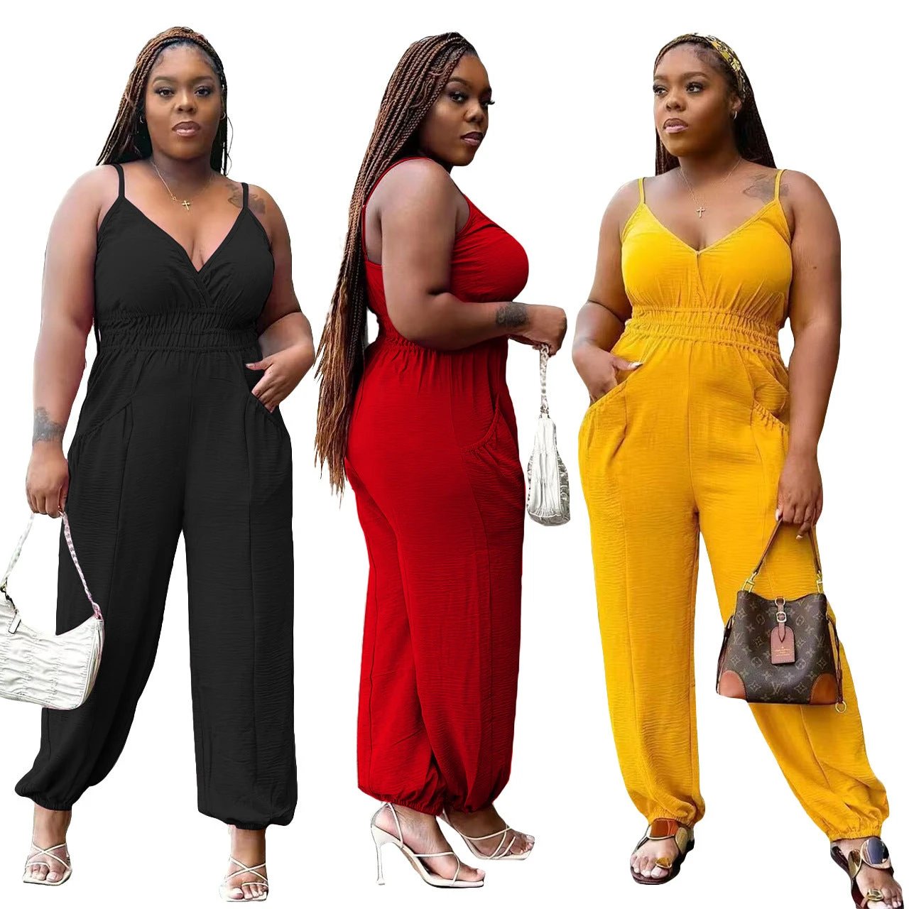 Women's Slip Plus Size Woman Cotton And Linen Jumpsuit - WonderingCloth