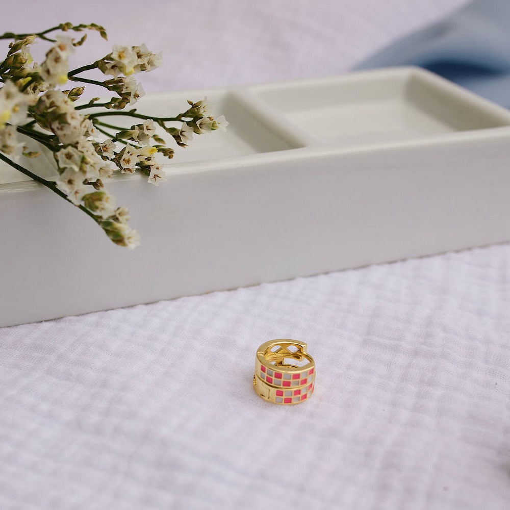 Pink & White Checkered Hoops - WonderingCloth