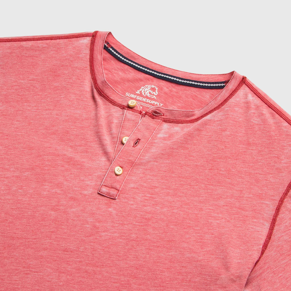 Sean Burnout Henley - Mineral Red - WonderingCloth