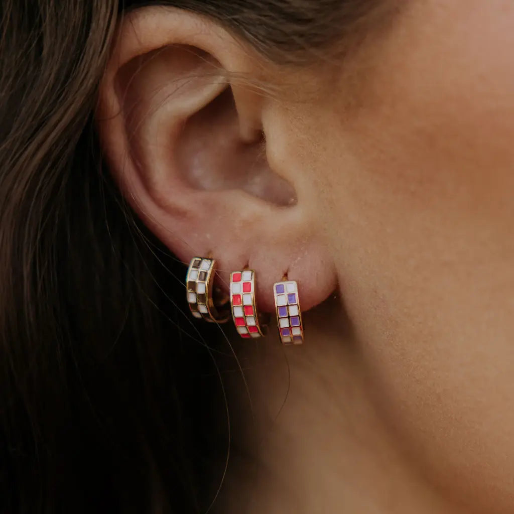 Purple & White Checkered Hoops *LIMITED EDITION* - WonderingCloth