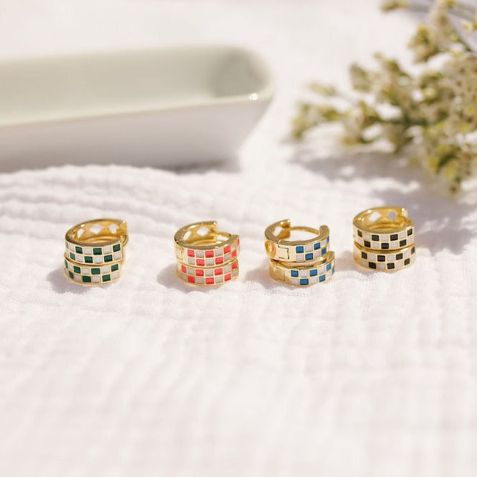 Pink & White Checkered Hoops - WonderingCloth