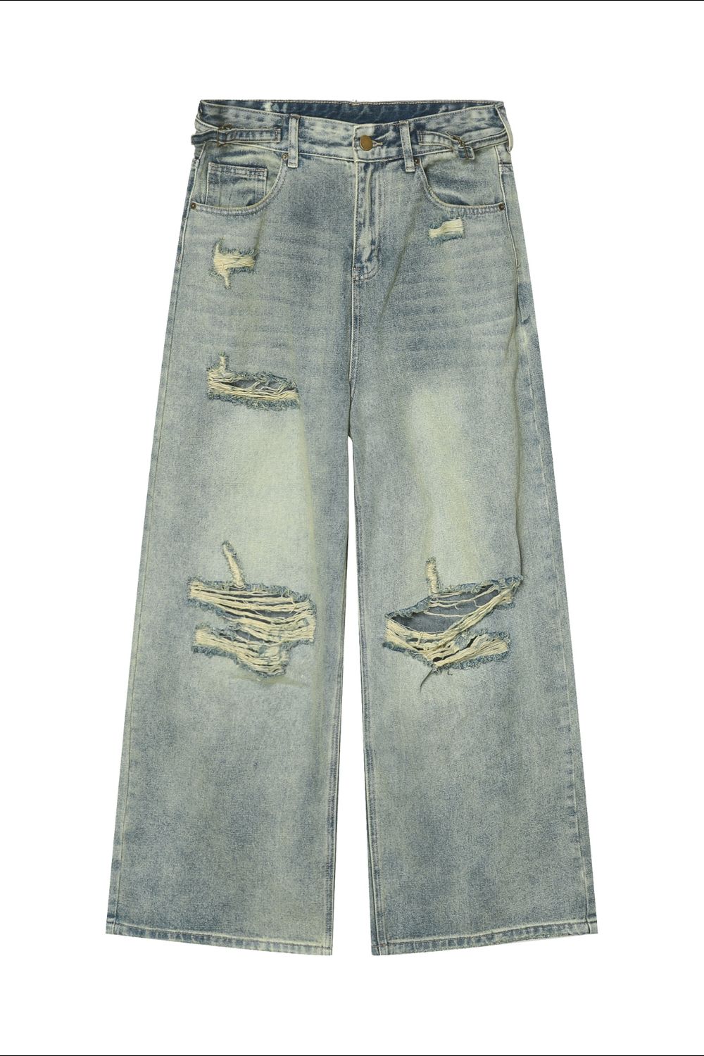 Men's Distressed Wide Leg Jeans - WonderingCloth