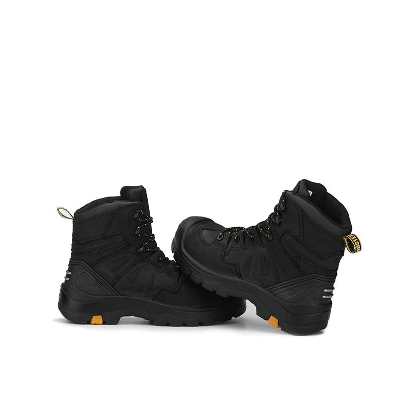 ROCKROOSTER Woodland Black 6 inch Composite Toe Leather Work Boots AK609 - WonderingCloth