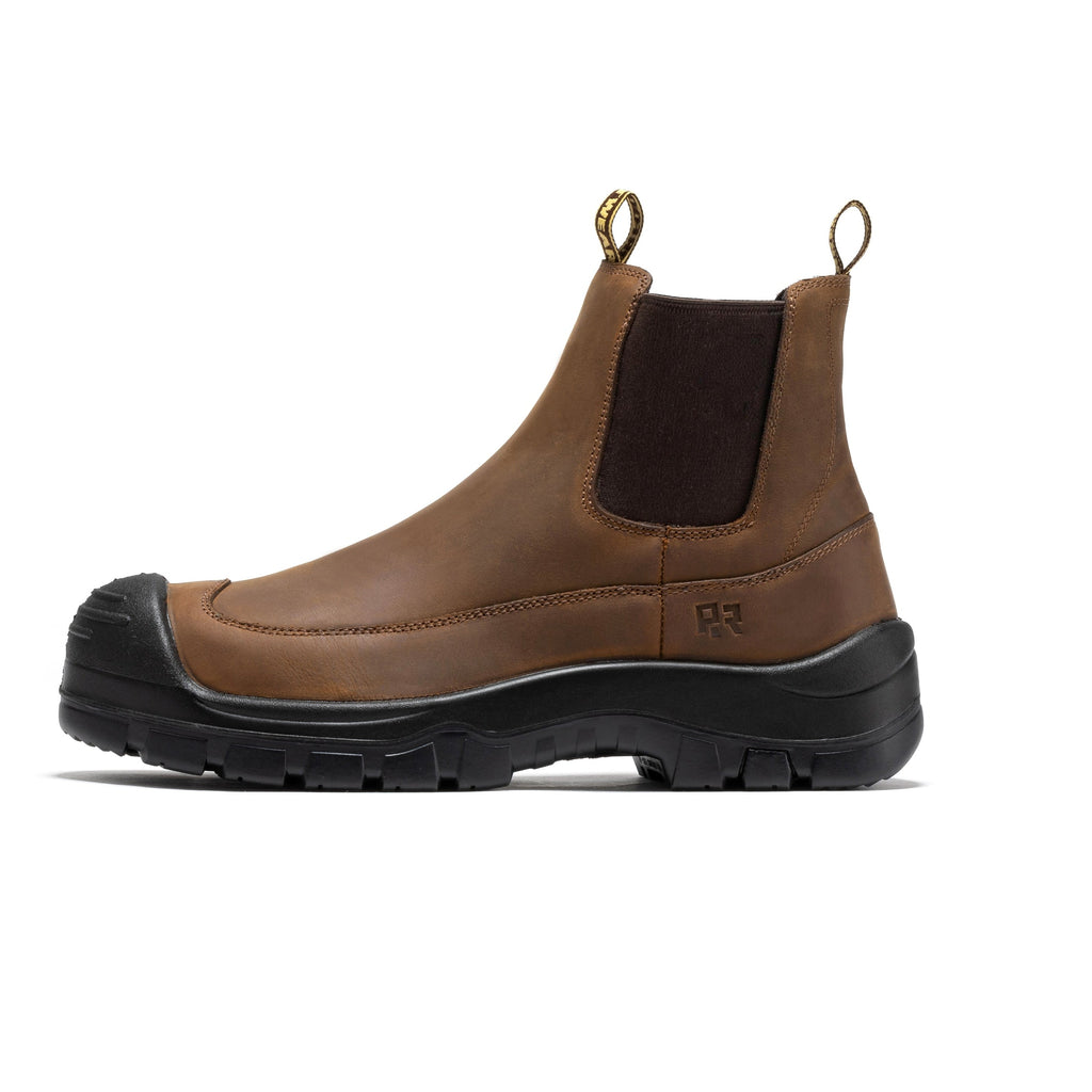 ROCKROOSTER Woodland Brown 6 inch Composite Toe Pull-on Leather Work Boots AK664 - WonderingCloth