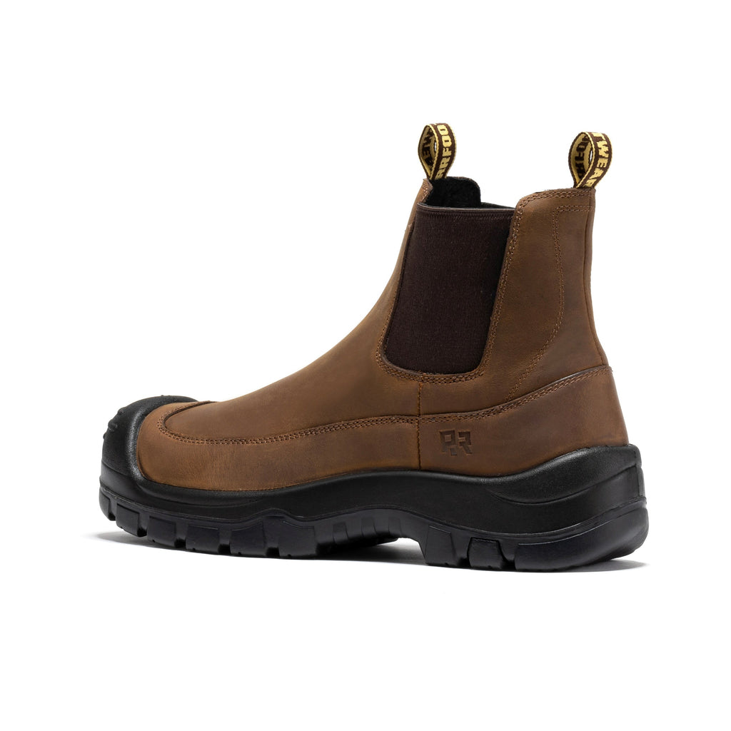 ROCKROOSTER Woodland Brown 6 inch Composite Toe Pull-on Leather Work Boots AK664 - WonderingCloth