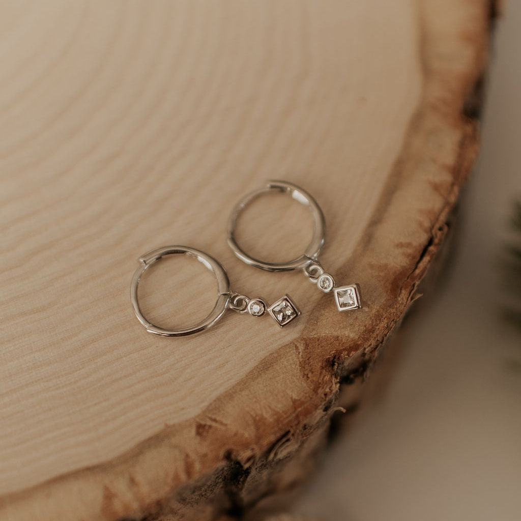 Willow Diamond Dangle Hoops - WonderingCloth