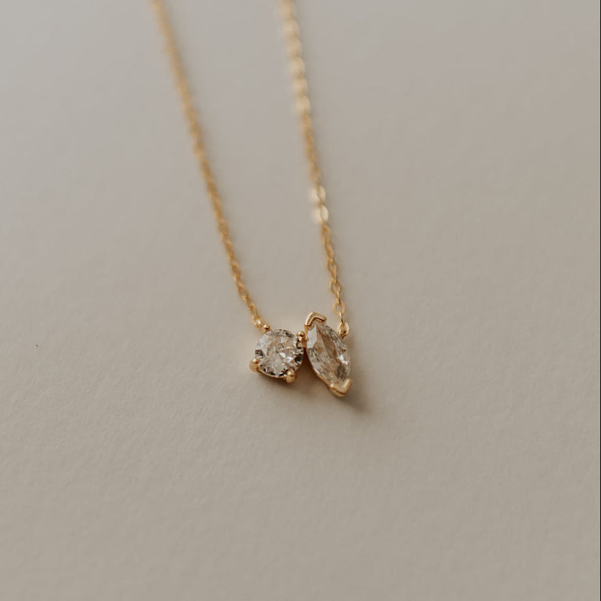 Sloane Two Stone Diamond Necklace - WonderingCloth