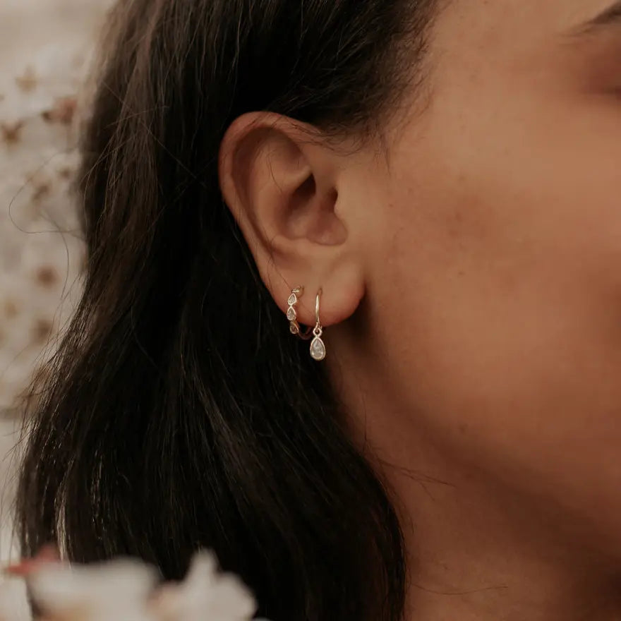 April Raindrop Dangle Hoops - WonderingCloth