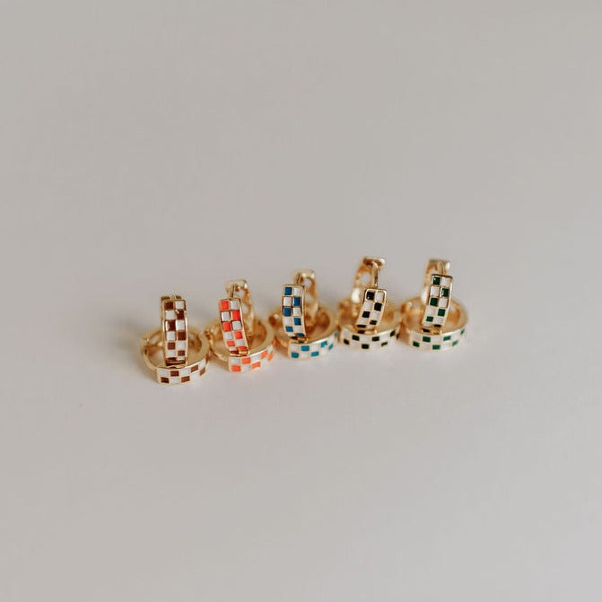 Brown & White Checkered Hoops - WonderingCloth